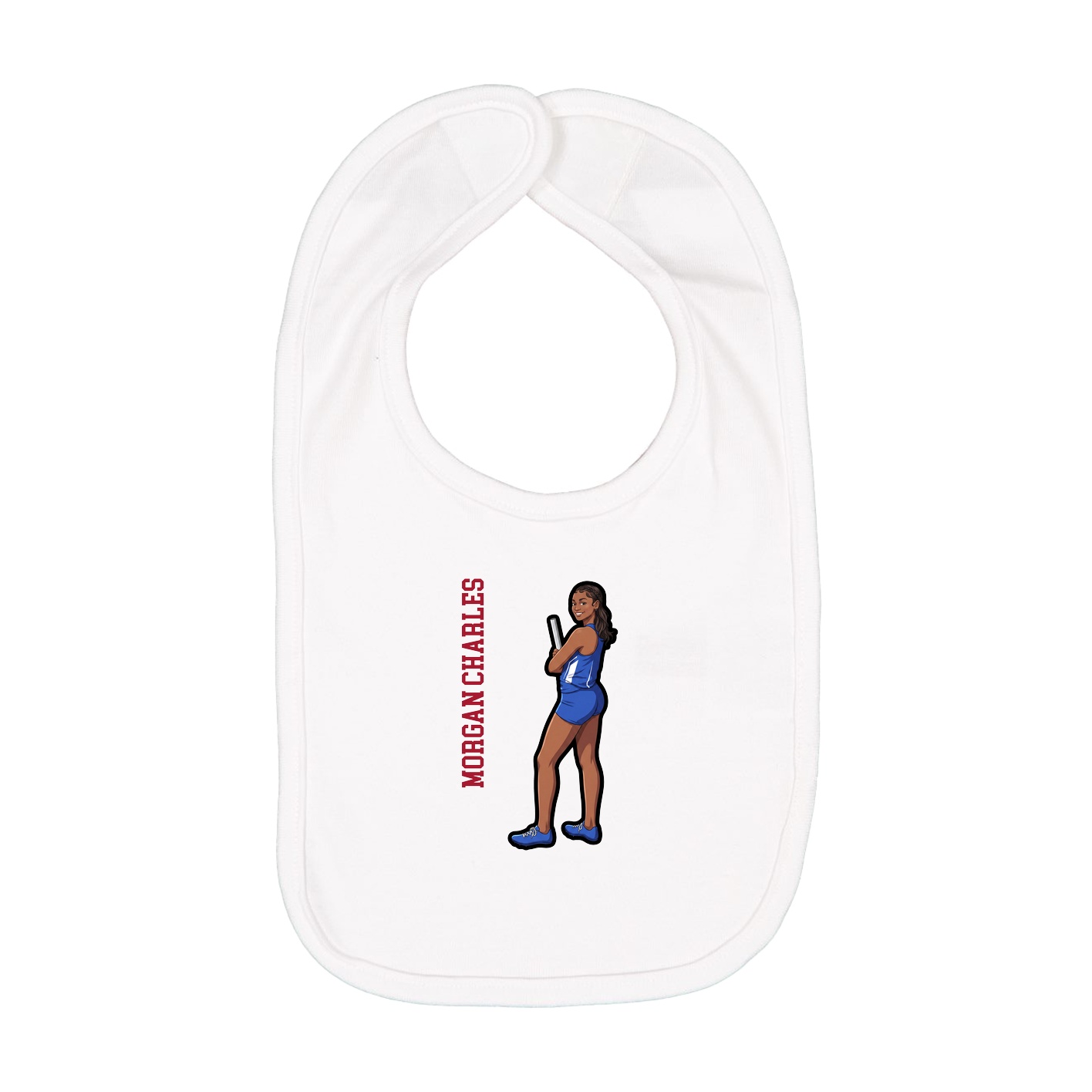 Infant Bib — Name Vertical in White