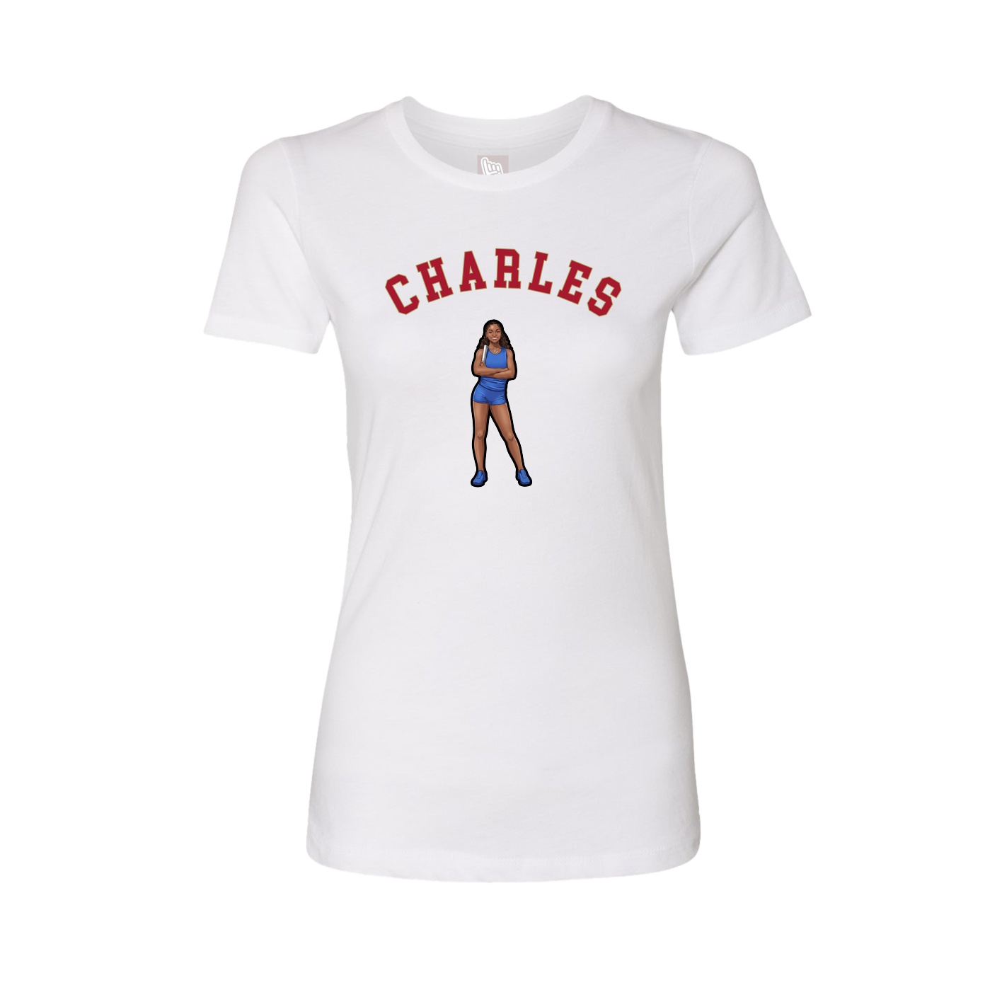 Fitted Women's Tee — Shirsey Arch in White