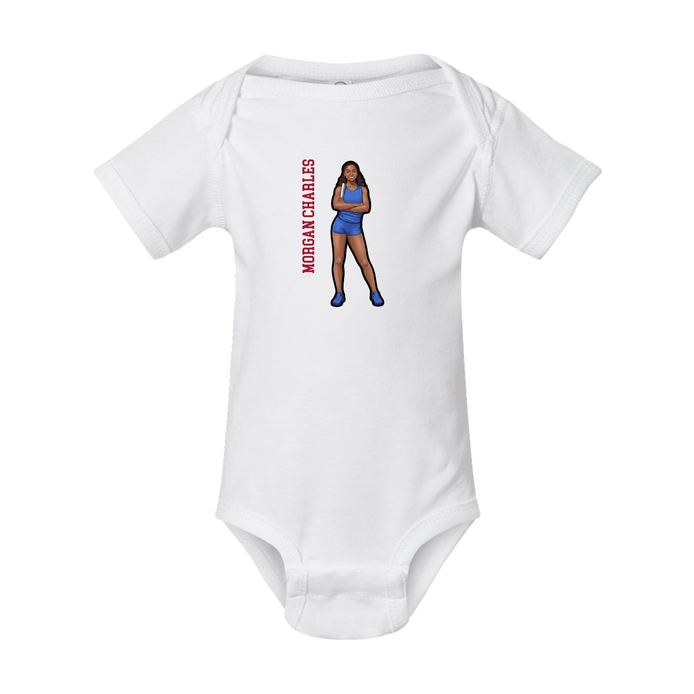 Baby Onesie — Name Vertical in White
