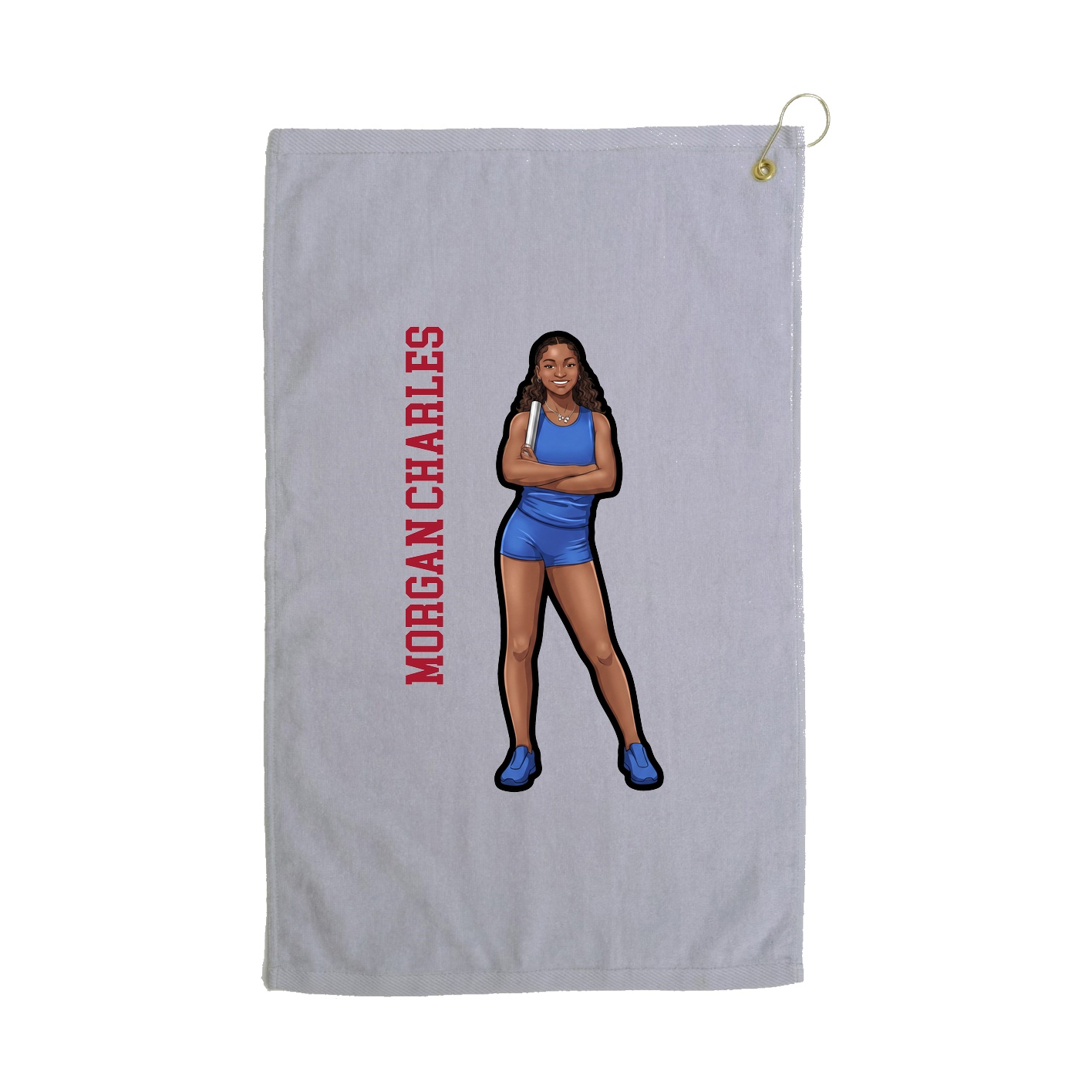 Golf Towel — Name Vertical in Grey