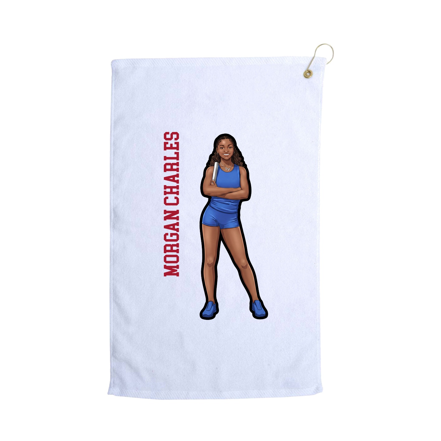 Golf Towel — Name Vertical in White