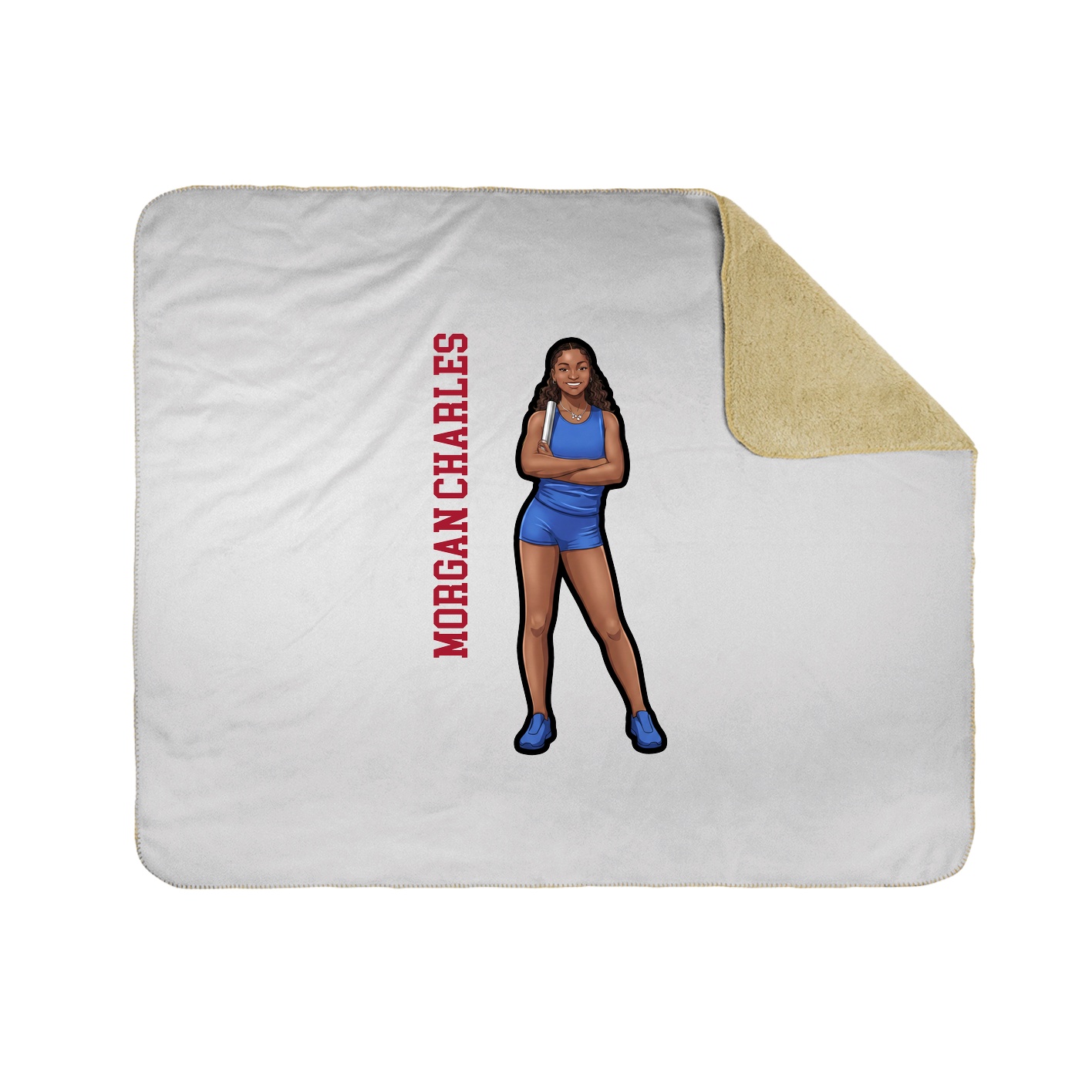 Throw Blanket — Name Vertical in White