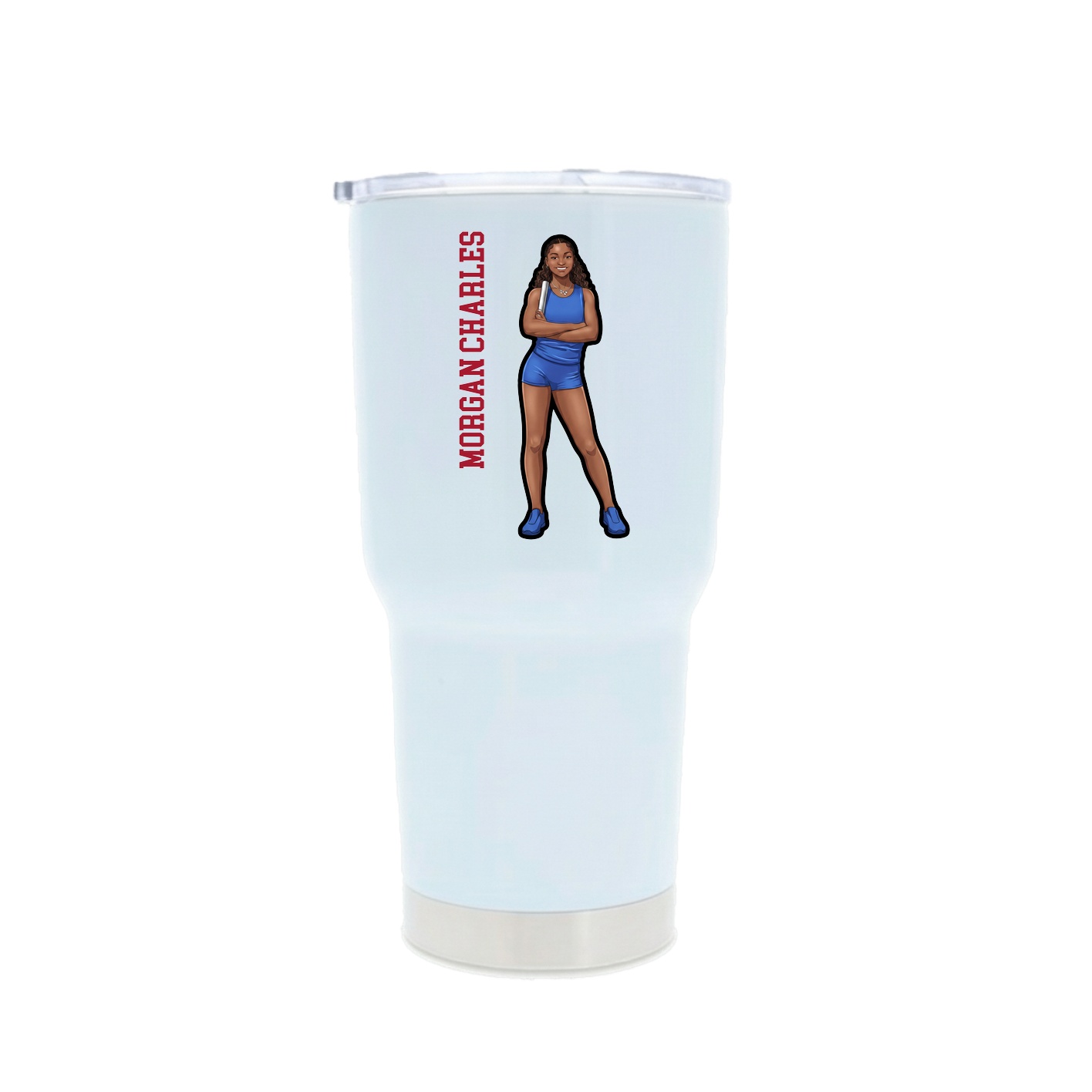 30oz Stainless Steel Tumbler — Name Vertical in White