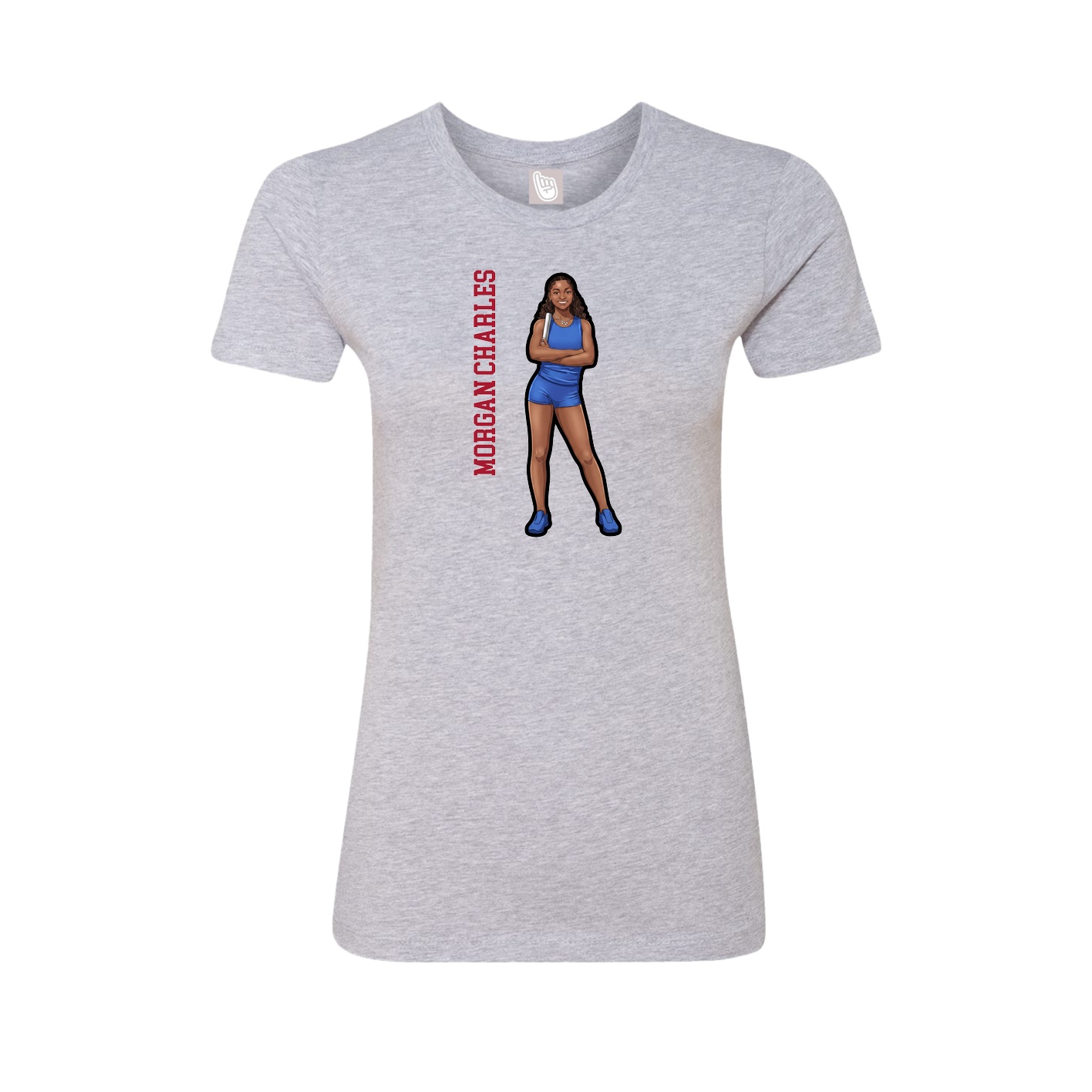 Womens Tee — Name Vertical in Grey