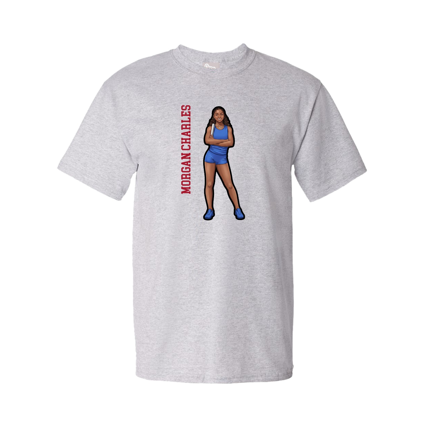 Youth Tee — Name Vertical in Grey