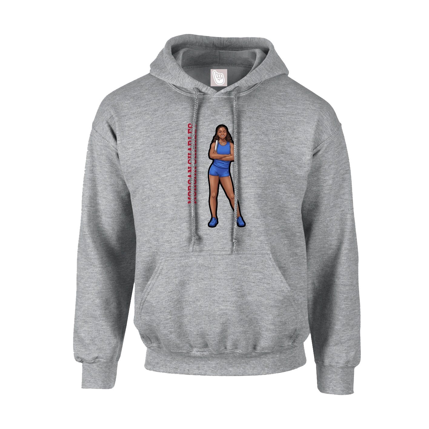 Youth Hoodie — Name Vertical in Grey