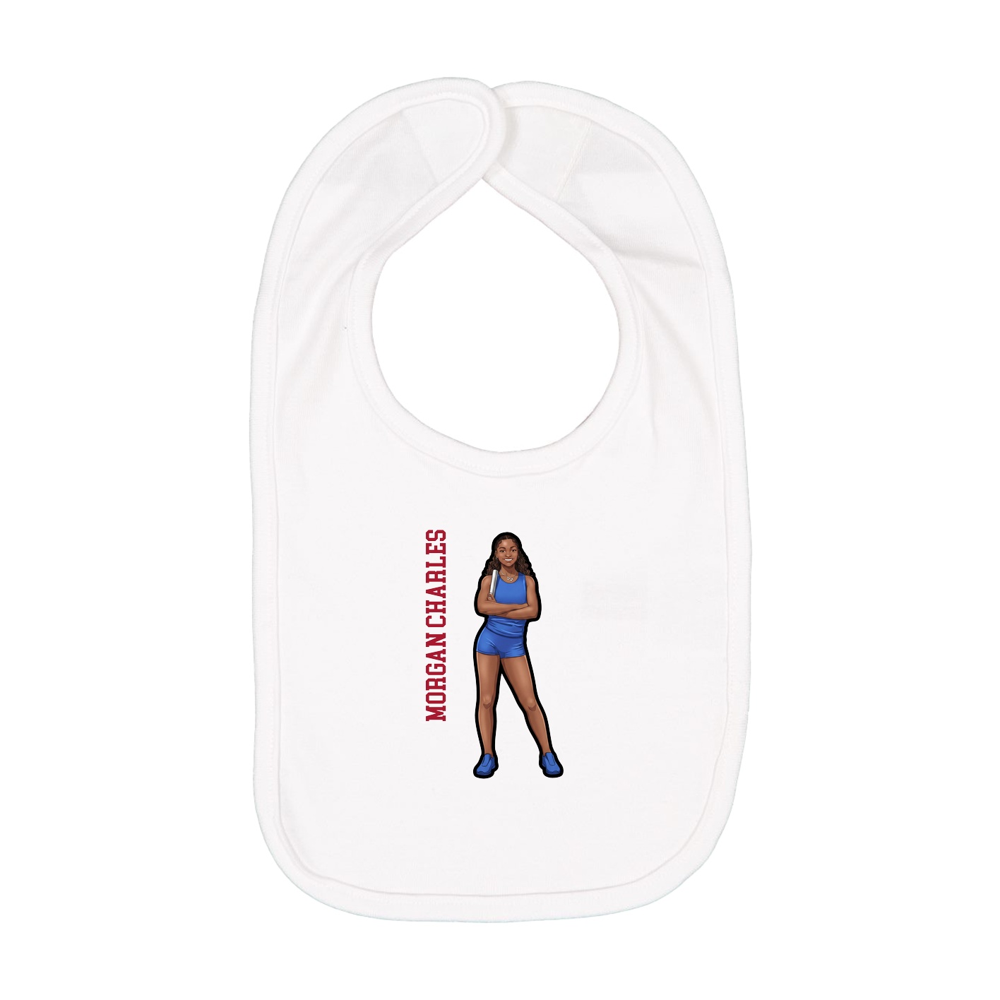 Infant Bib — Name Vertical in White
