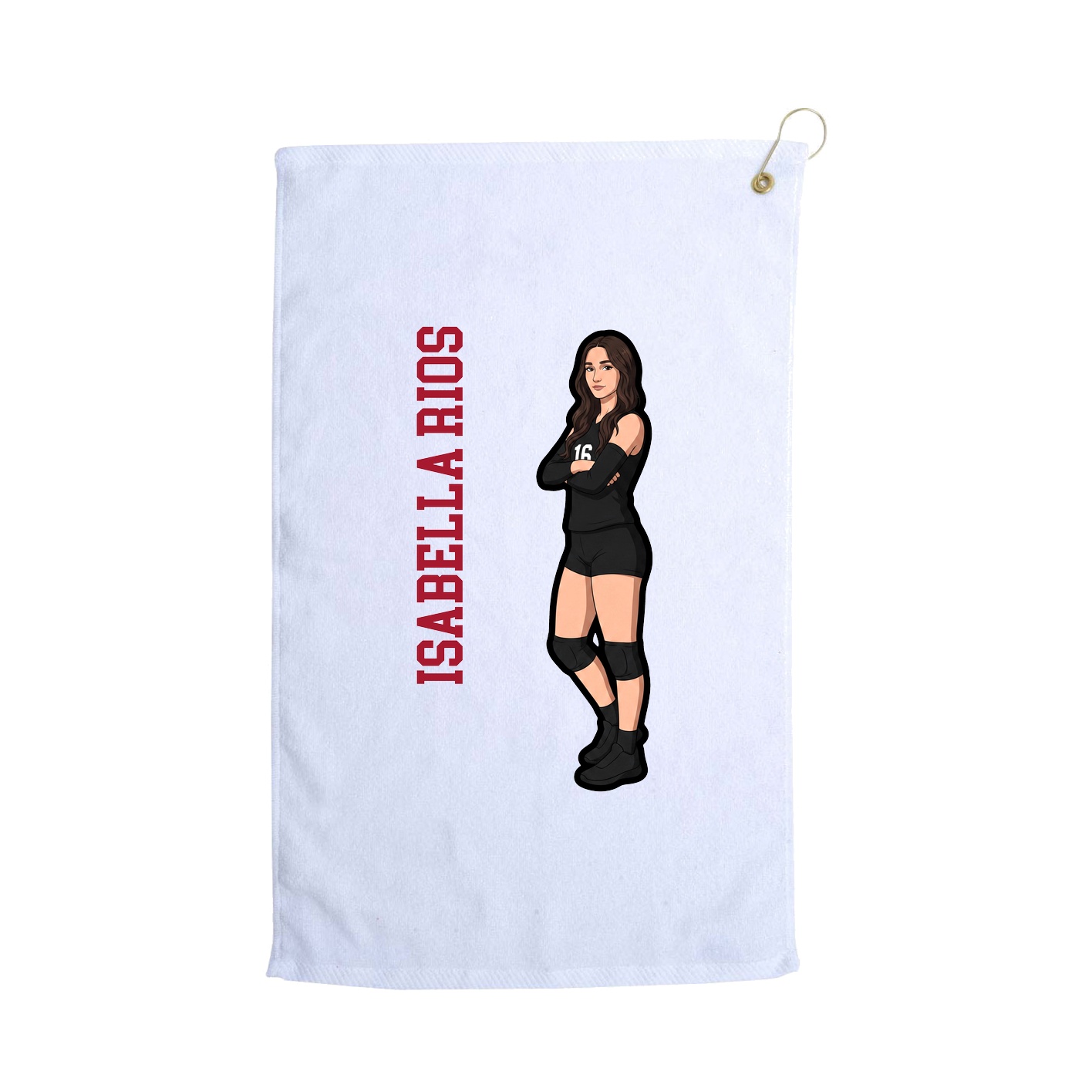Golf Towel — Name Vertical in White
