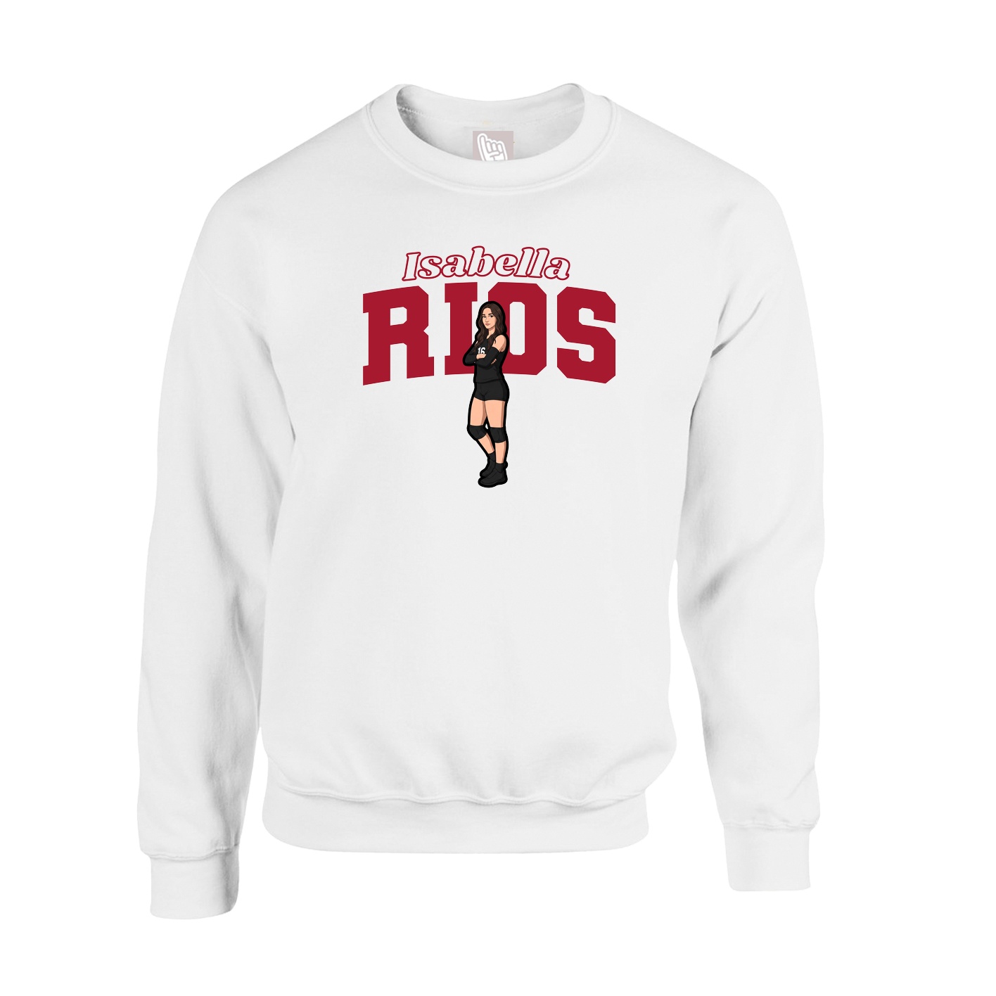 Fleece Crew — Name Arch in White