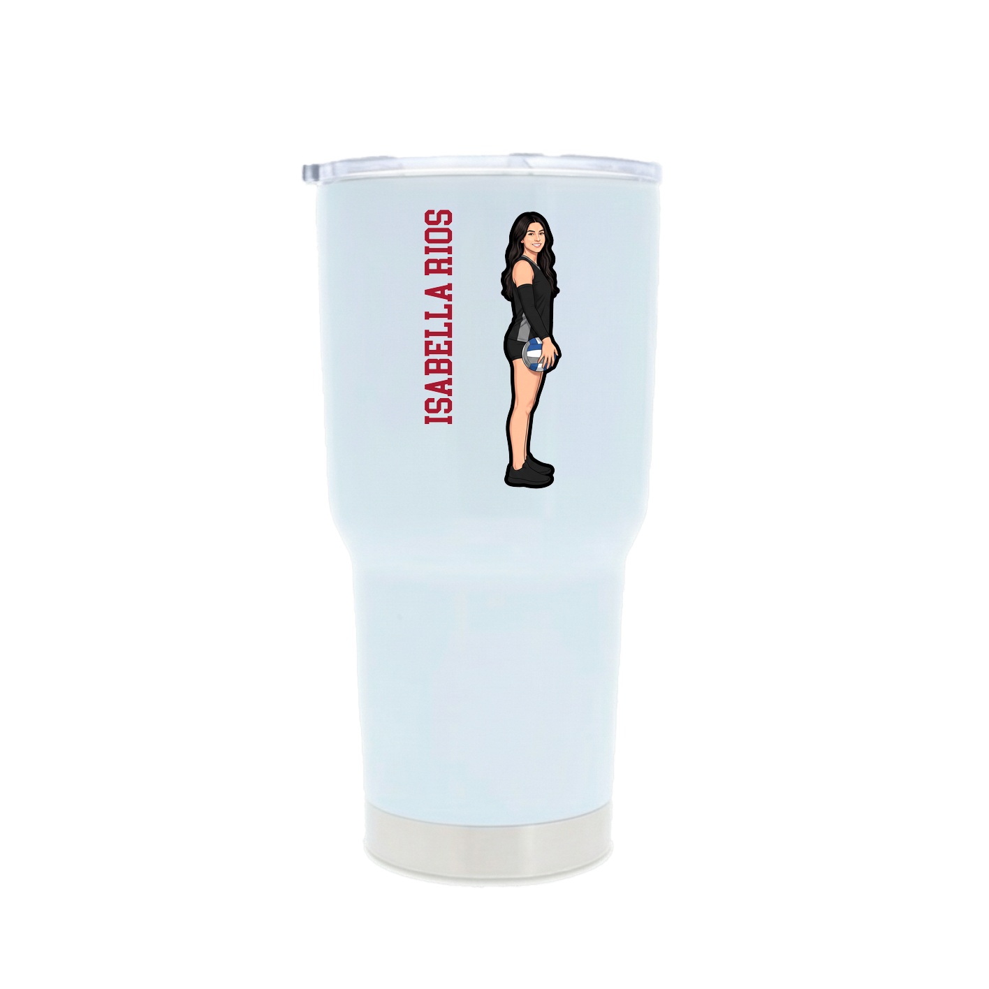 30oz Stainless Steel Tumbler — Name Vertical in White