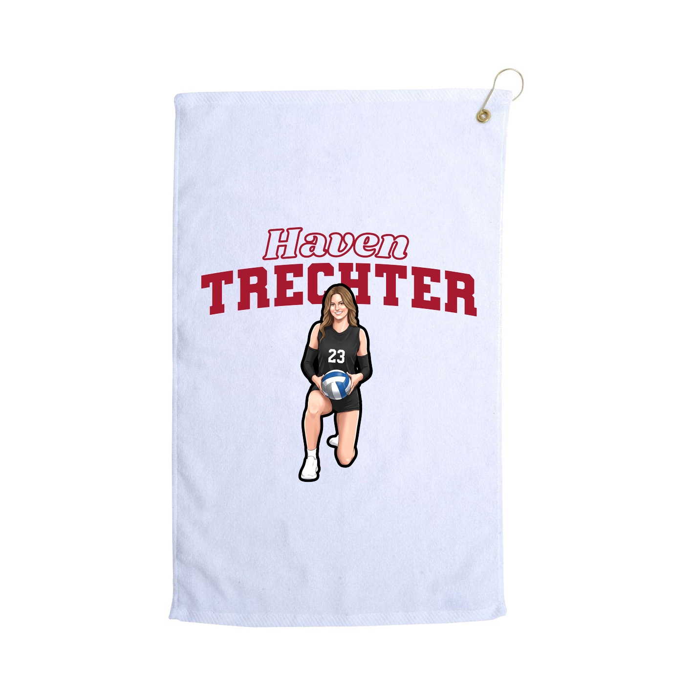 Golf Towel — Name Arch in White