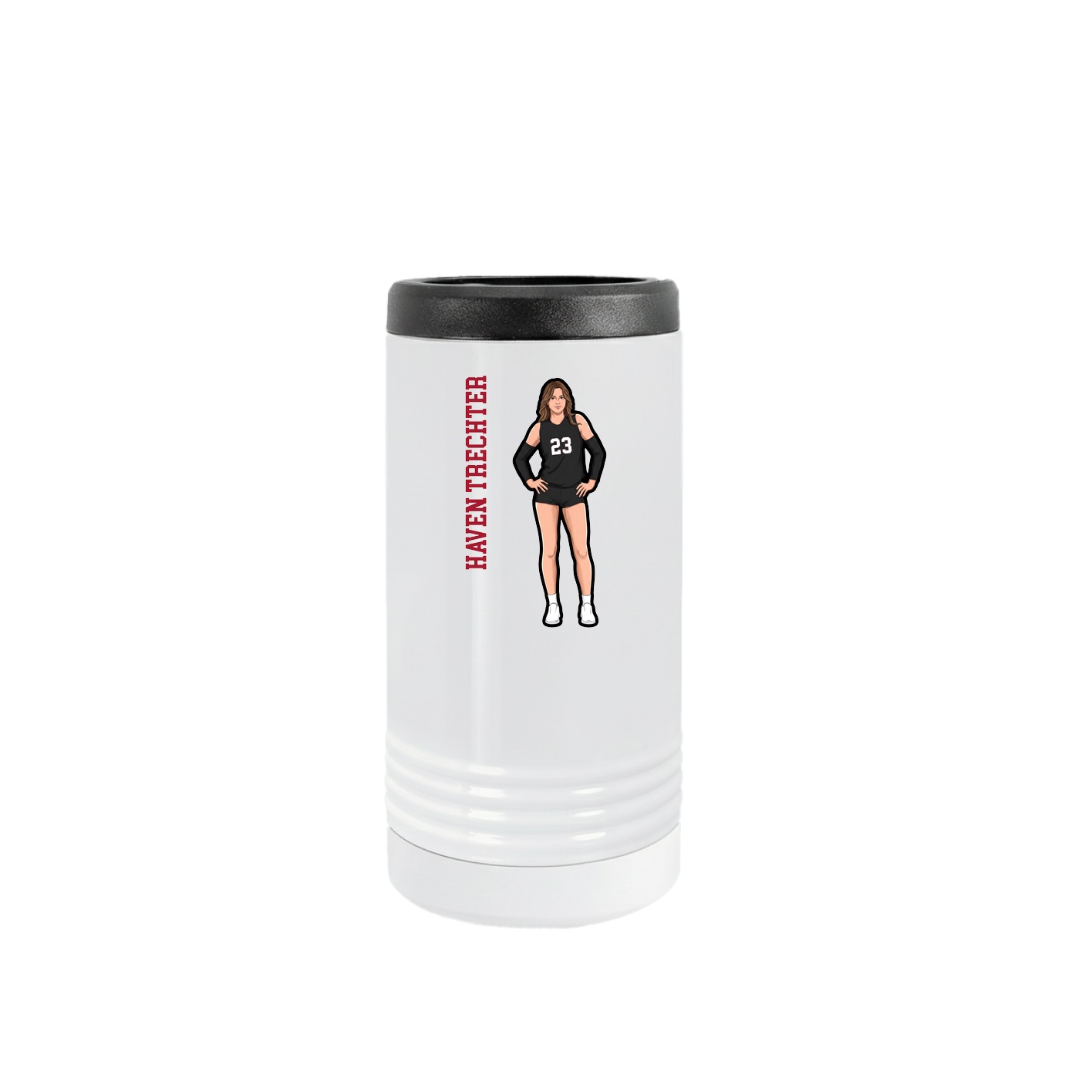 Slim Beverage Holder — Name Vertical in White