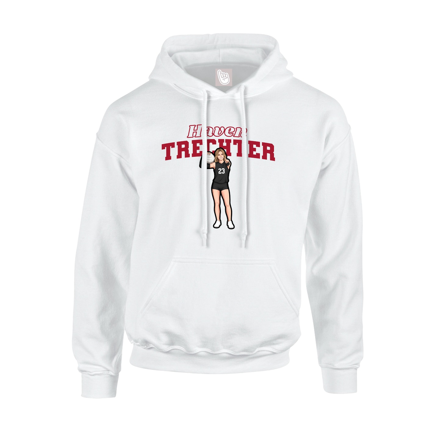 Youth Hoodie — Name Arch in White