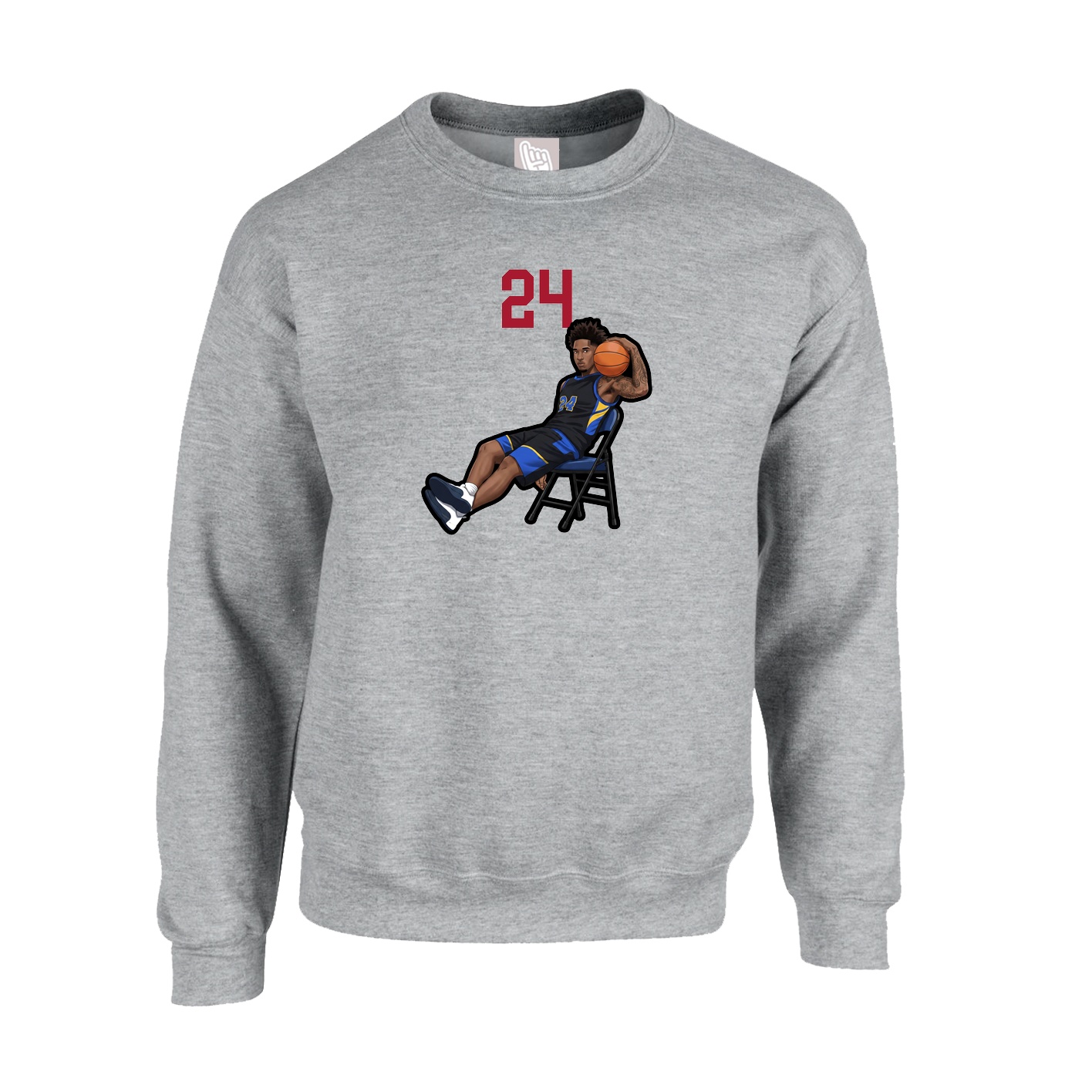 Fleece Crew — Number Top in Grey