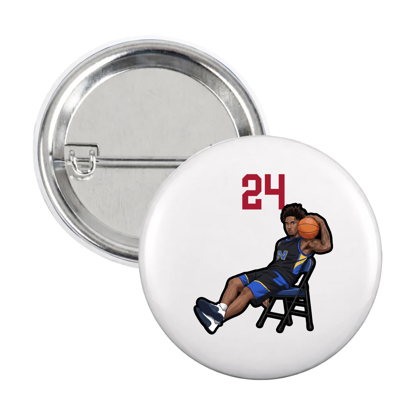 Game Day Button — Number Top in White
