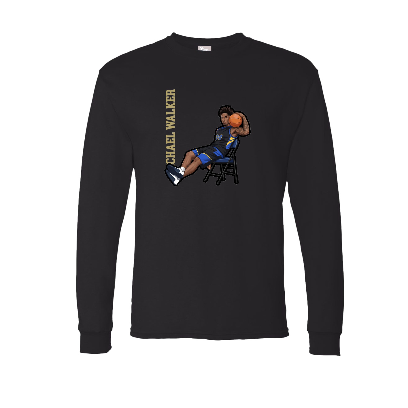 Long Sleeve Tee — Name Vertical in Black