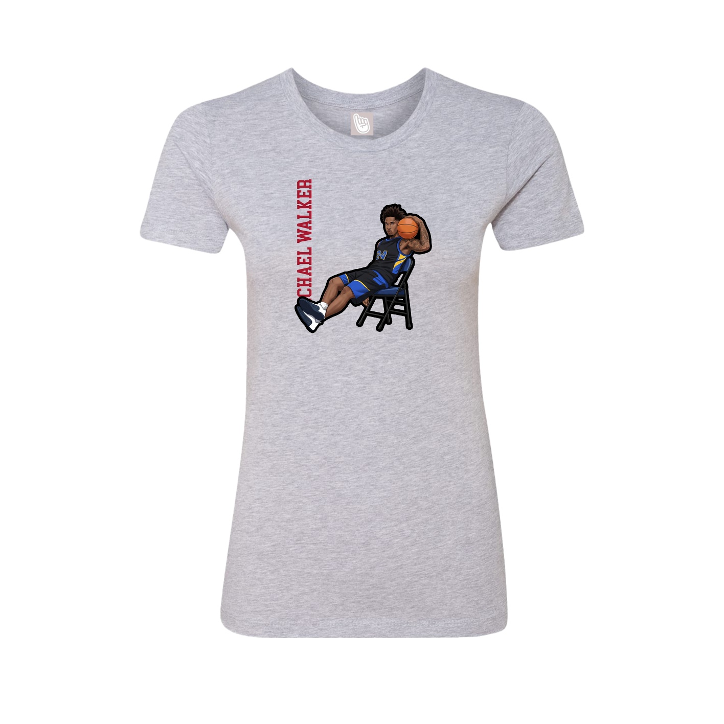 Fitted Women's Tee — Name Vertical in Grey