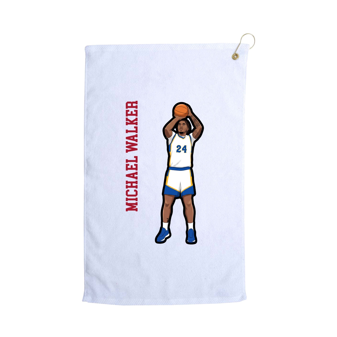 Golf Towel — Name Vertical in White