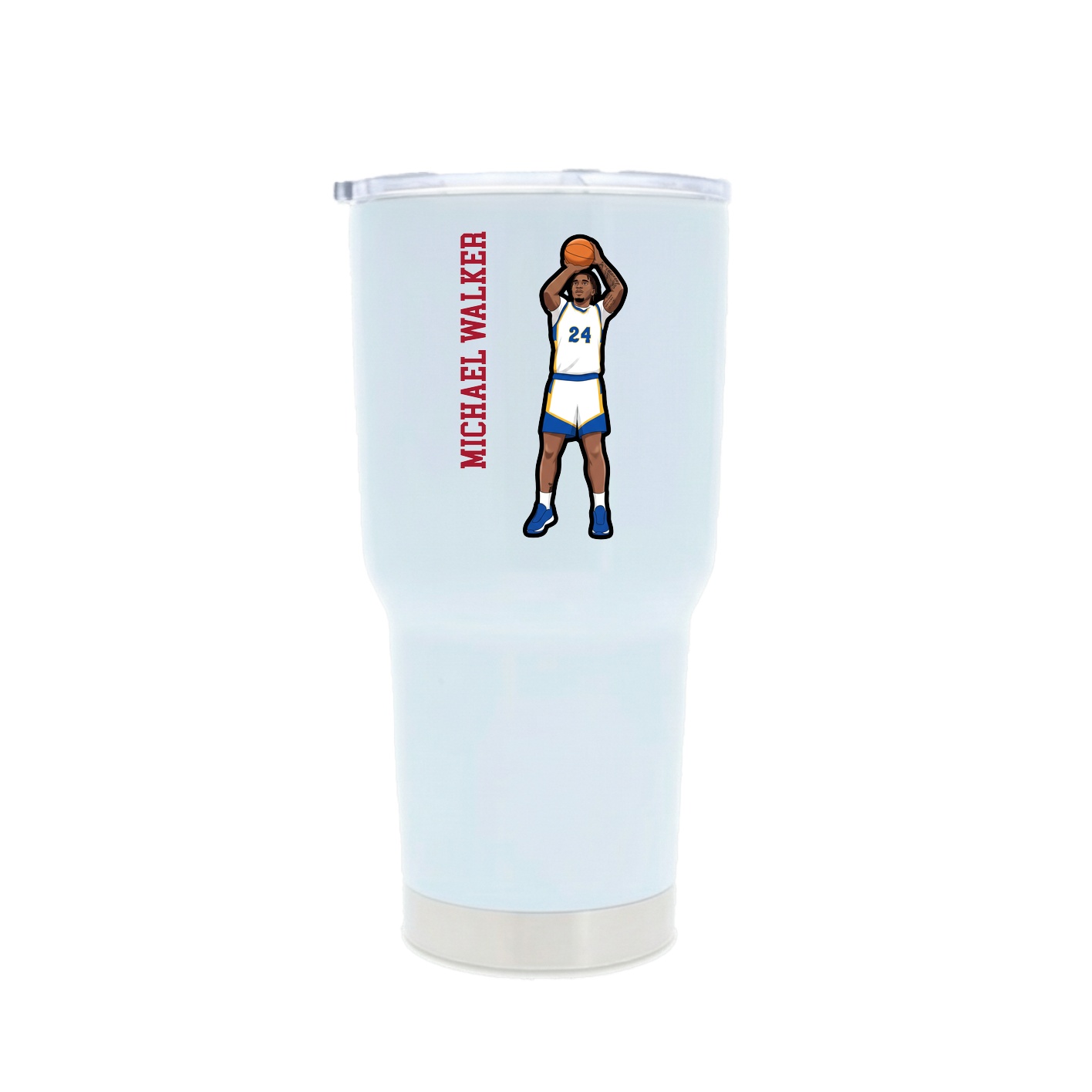 30oz Stainless Steel Tumbler — Name Vertical in White
