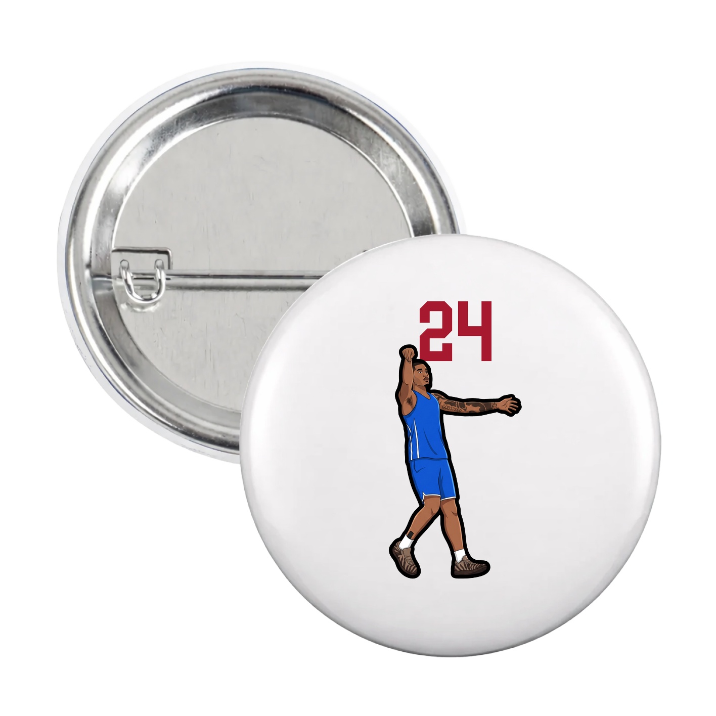 Game Day Button — Number Top in White