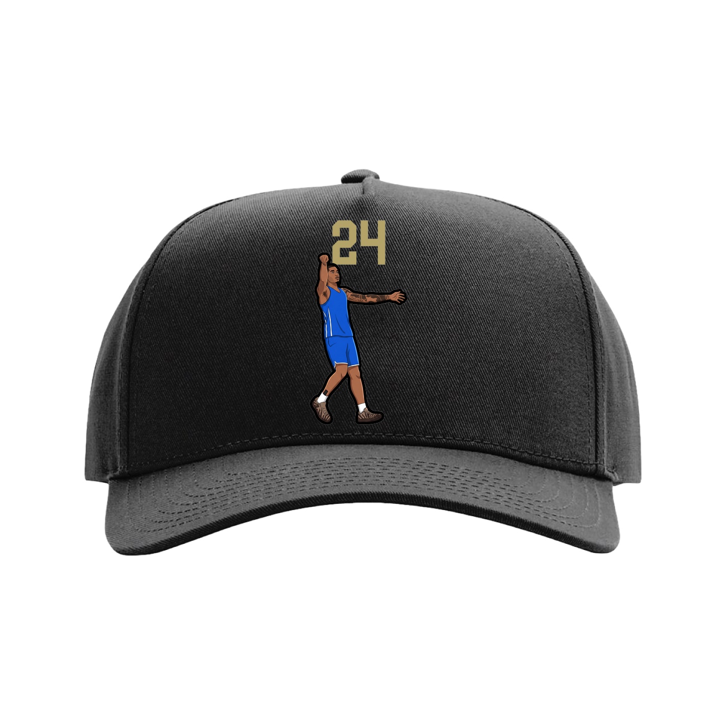 Full Fabric Five-Panel Champ Cap — Number Top in Black