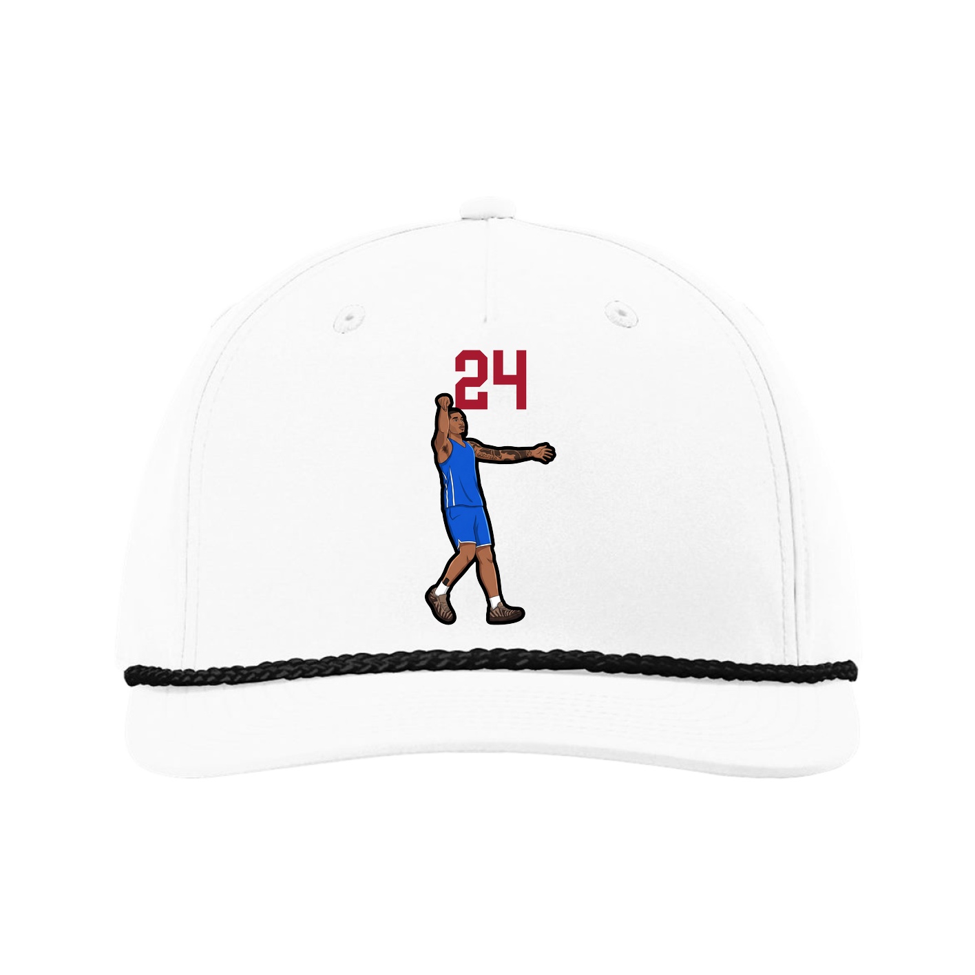 Five-Panel Classic Rope Cap — Number Top in White