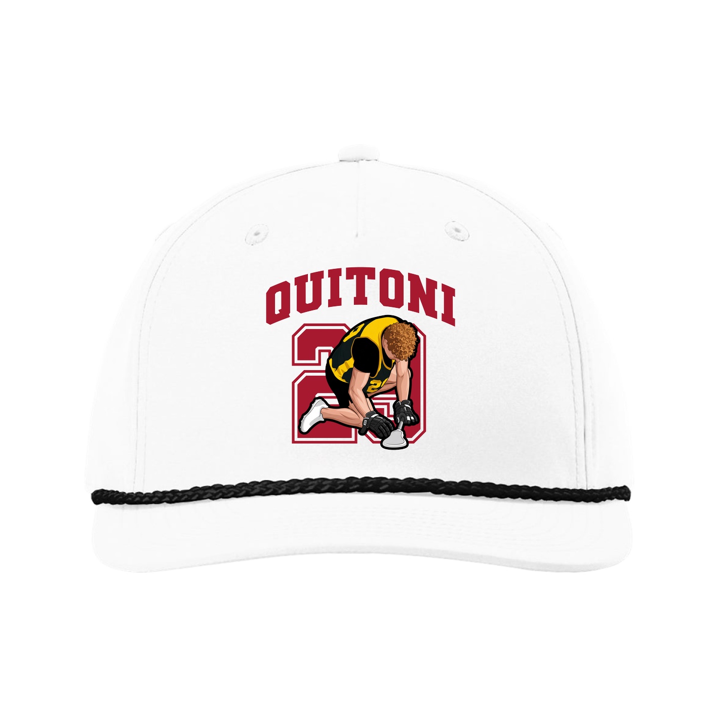 Five-Panel Classic Rope Cap — Number in White