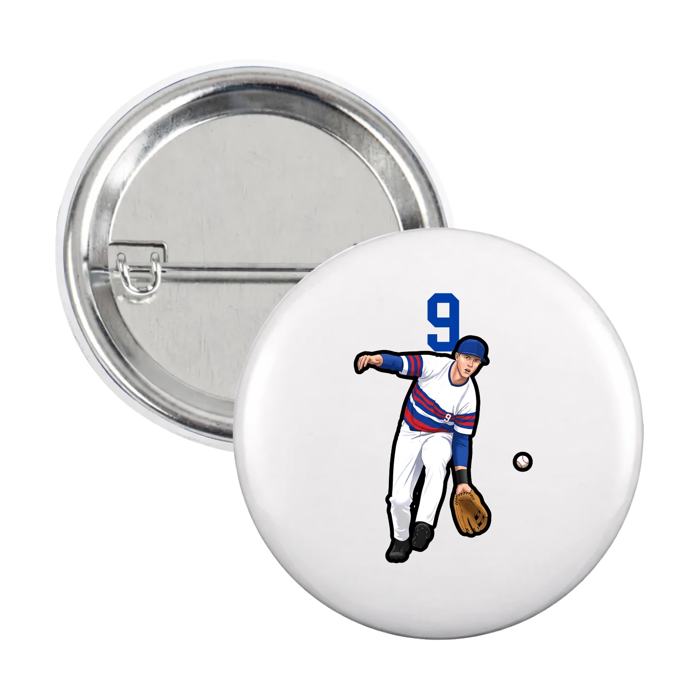 Game Day Button — Number Top in White