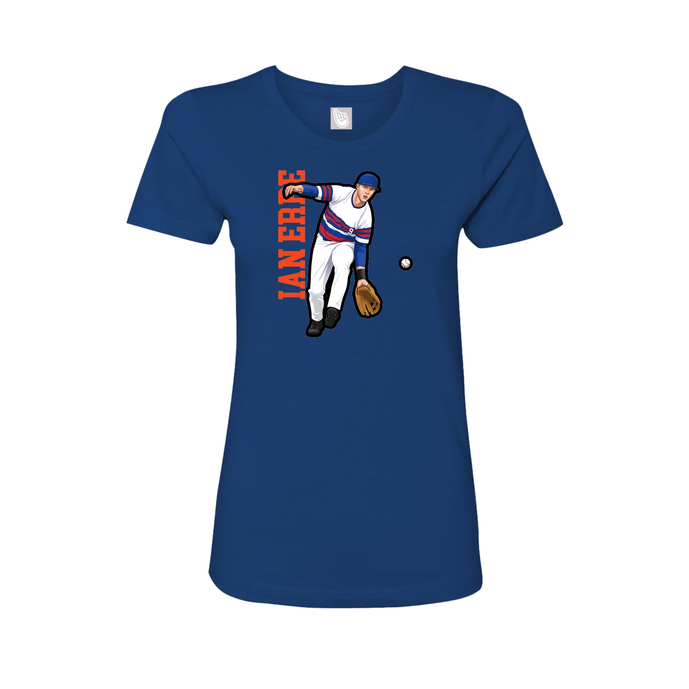 Fitted Women's Tee — Name Vertical in Royal