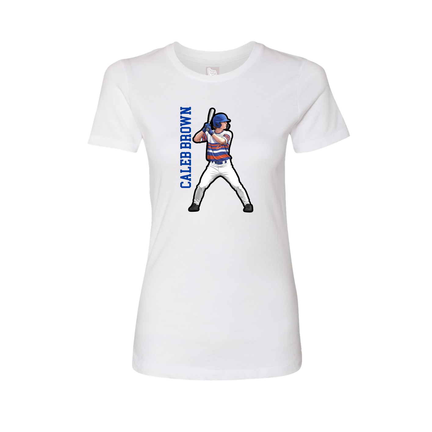 Fitted Women's Tee — Name Vertical in White