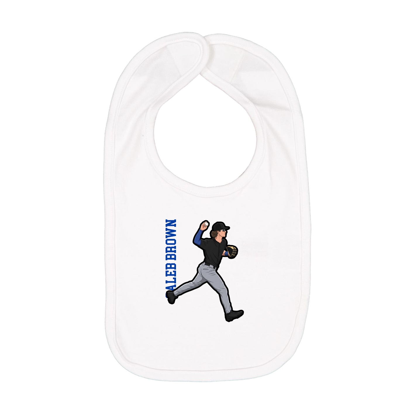 Infant Bib — Name Vertical in White