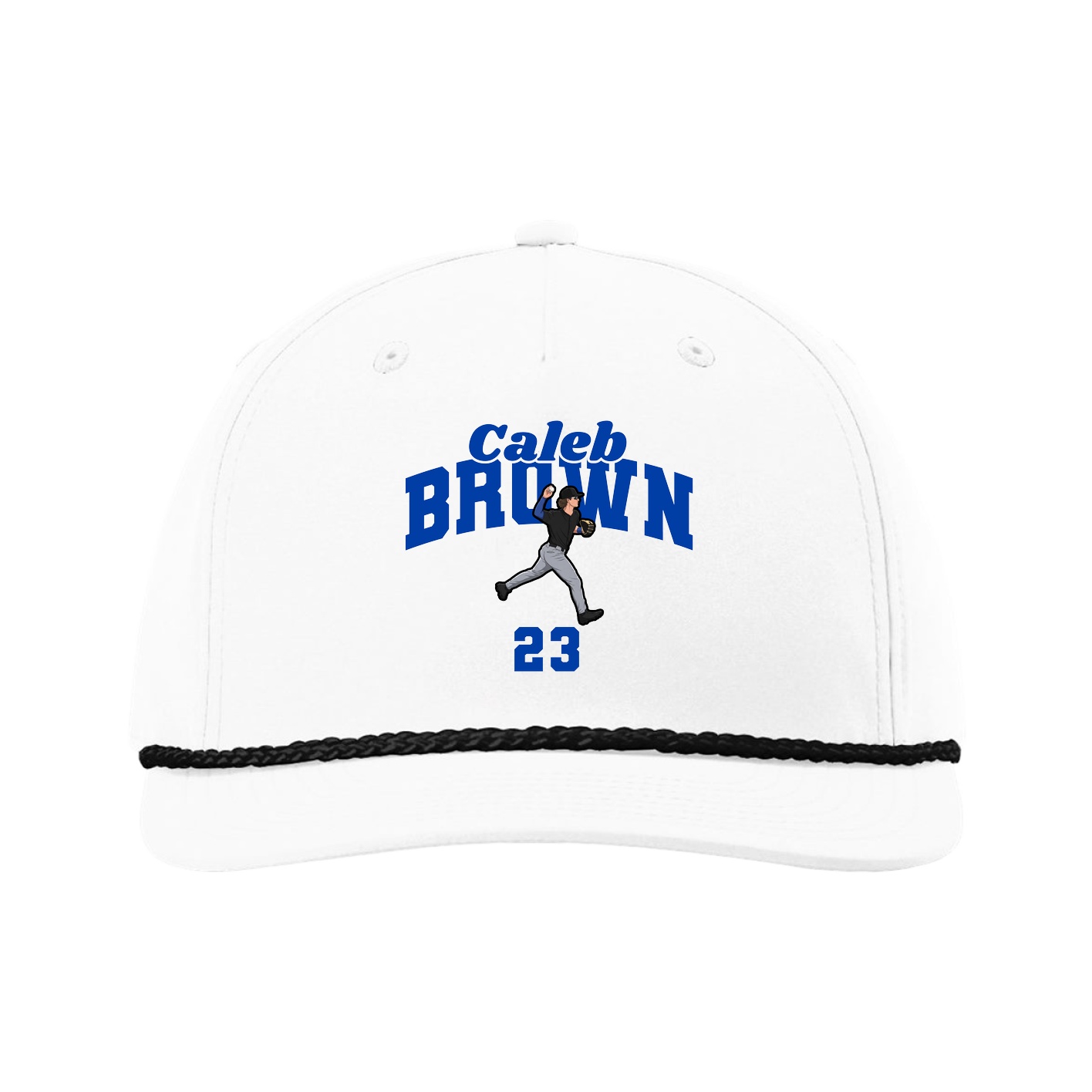 Five-Panel Classic Rope Cap — Signature Arch in White