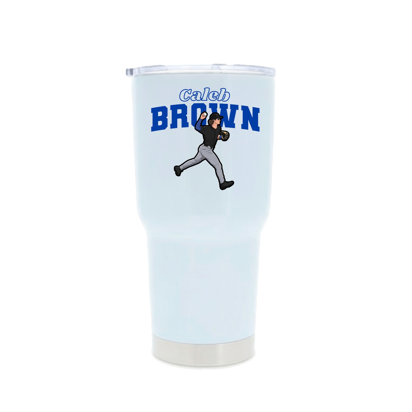30oz Stainless Steel Tumbler — Name Arch in White