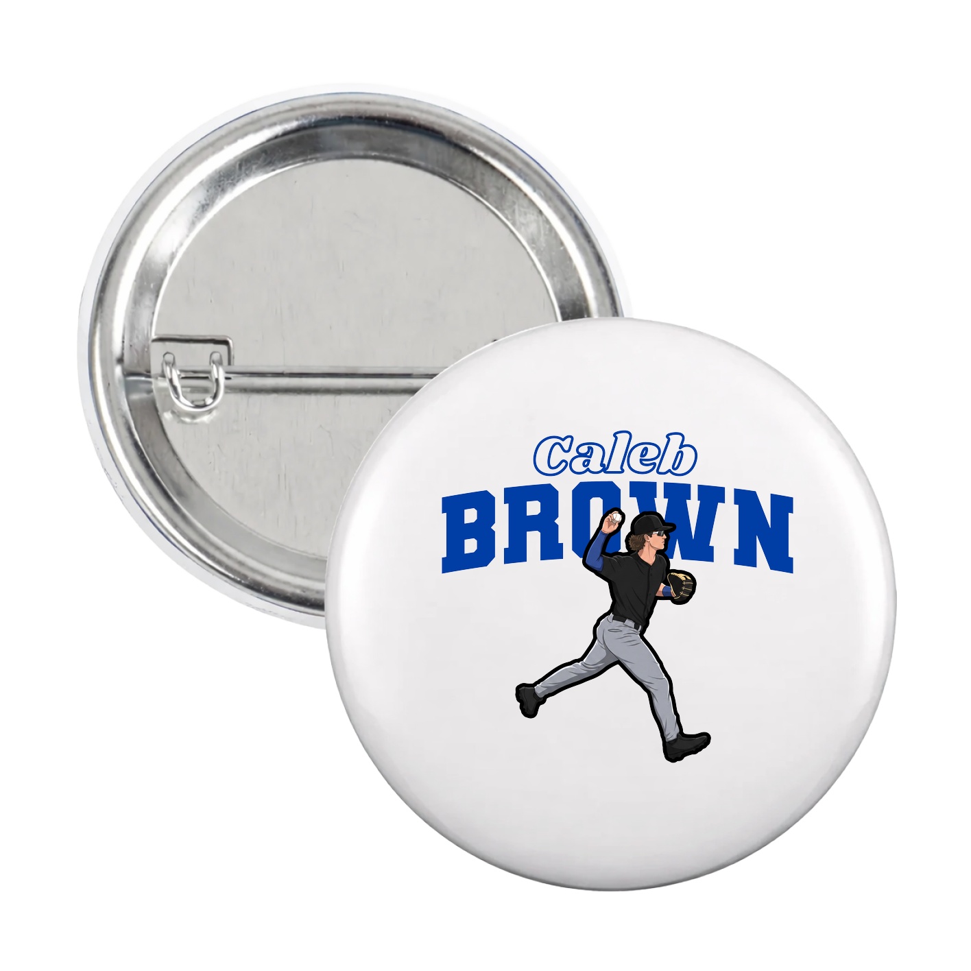 Game Day Button — Name Arch in White