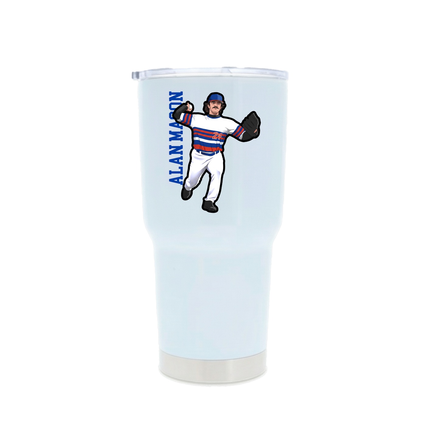30oz Stainless Steel Tumbler — Name Vertical in White