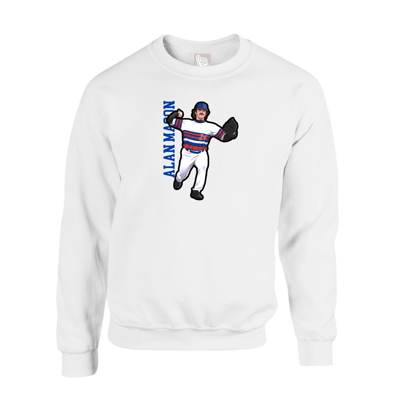 Fleece Crew — Name Vertical in White