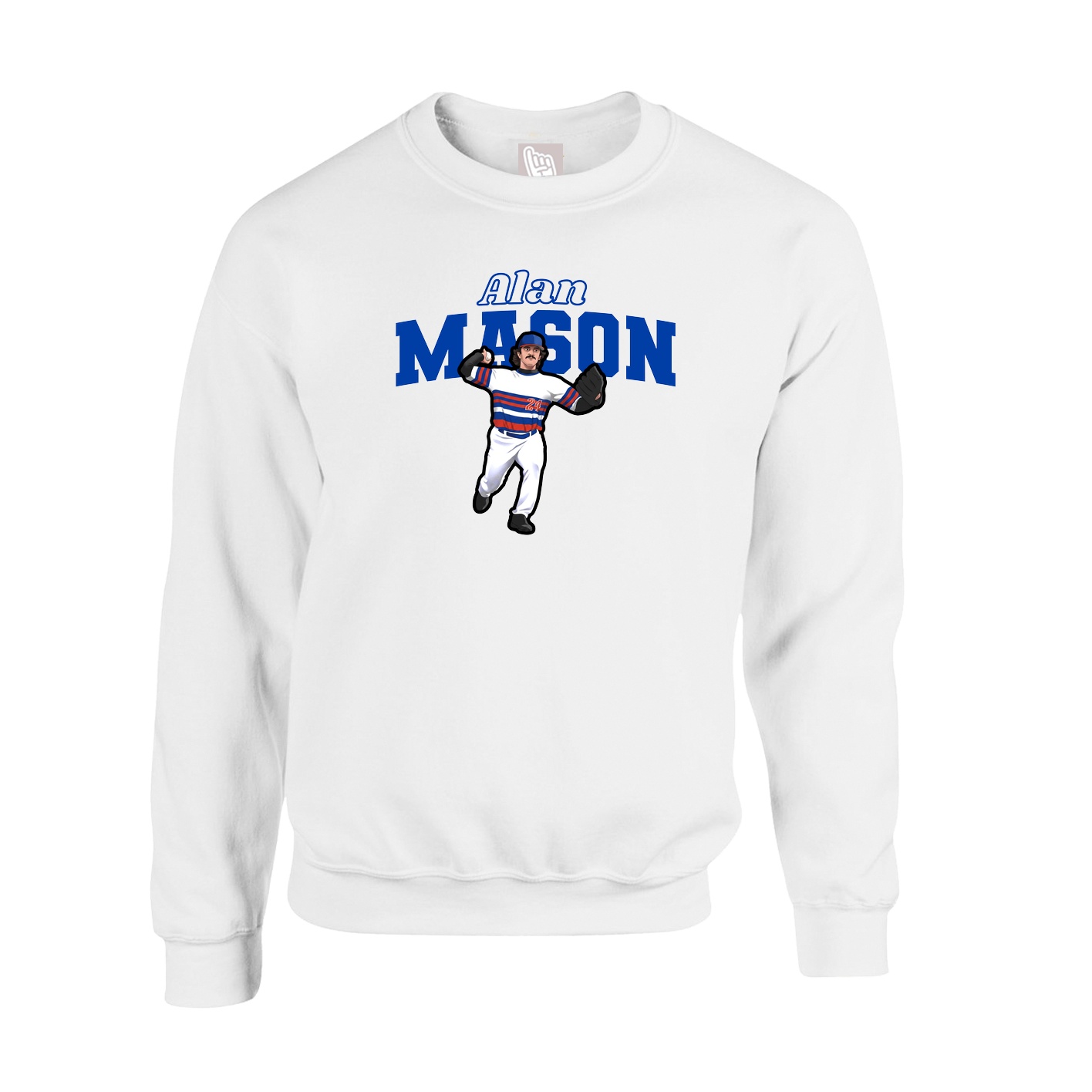 Fleece Crew — Name Arch in White