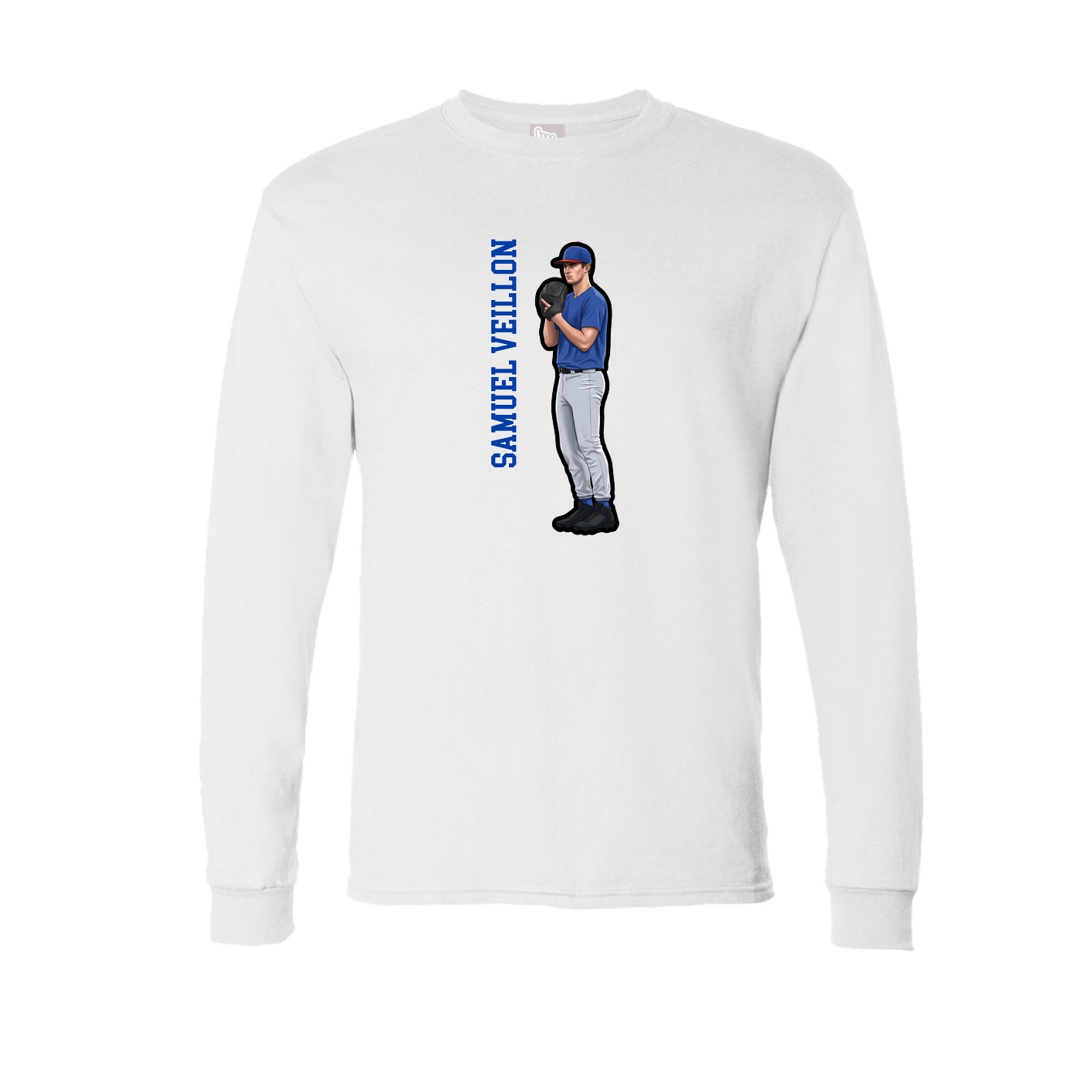 Long Sleeve Tee — Name Vertical in White