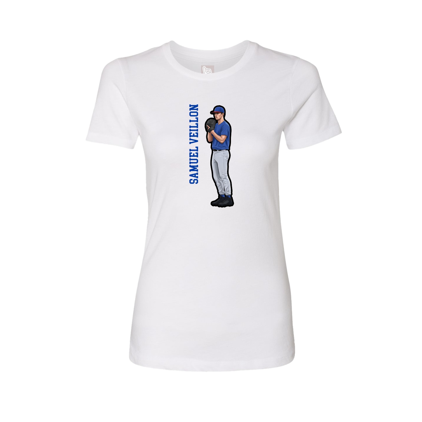 Fitted Women's Tee — Name Vertical in White