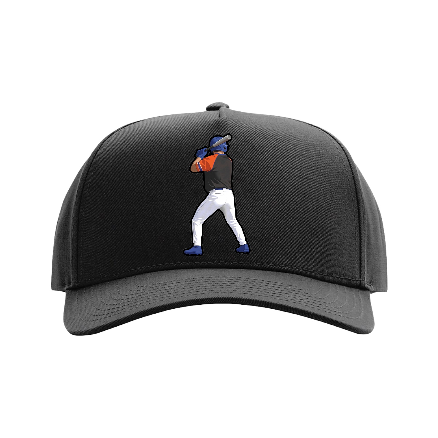 Full Fabric Five-Panel Champ Cap — Name Vertical in Black