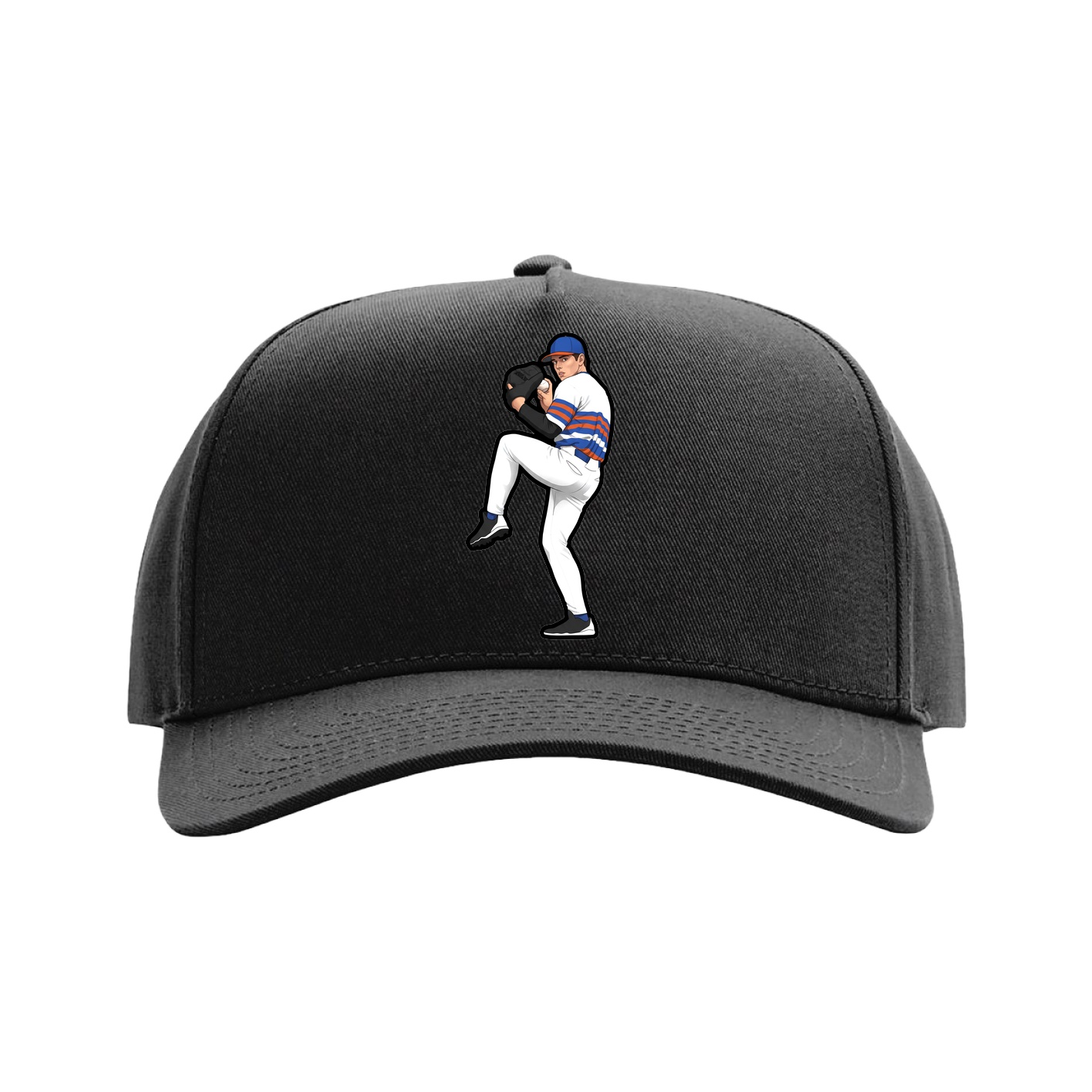 Full Fabric Five-Panel Champ Cap — Name Vertical in Black