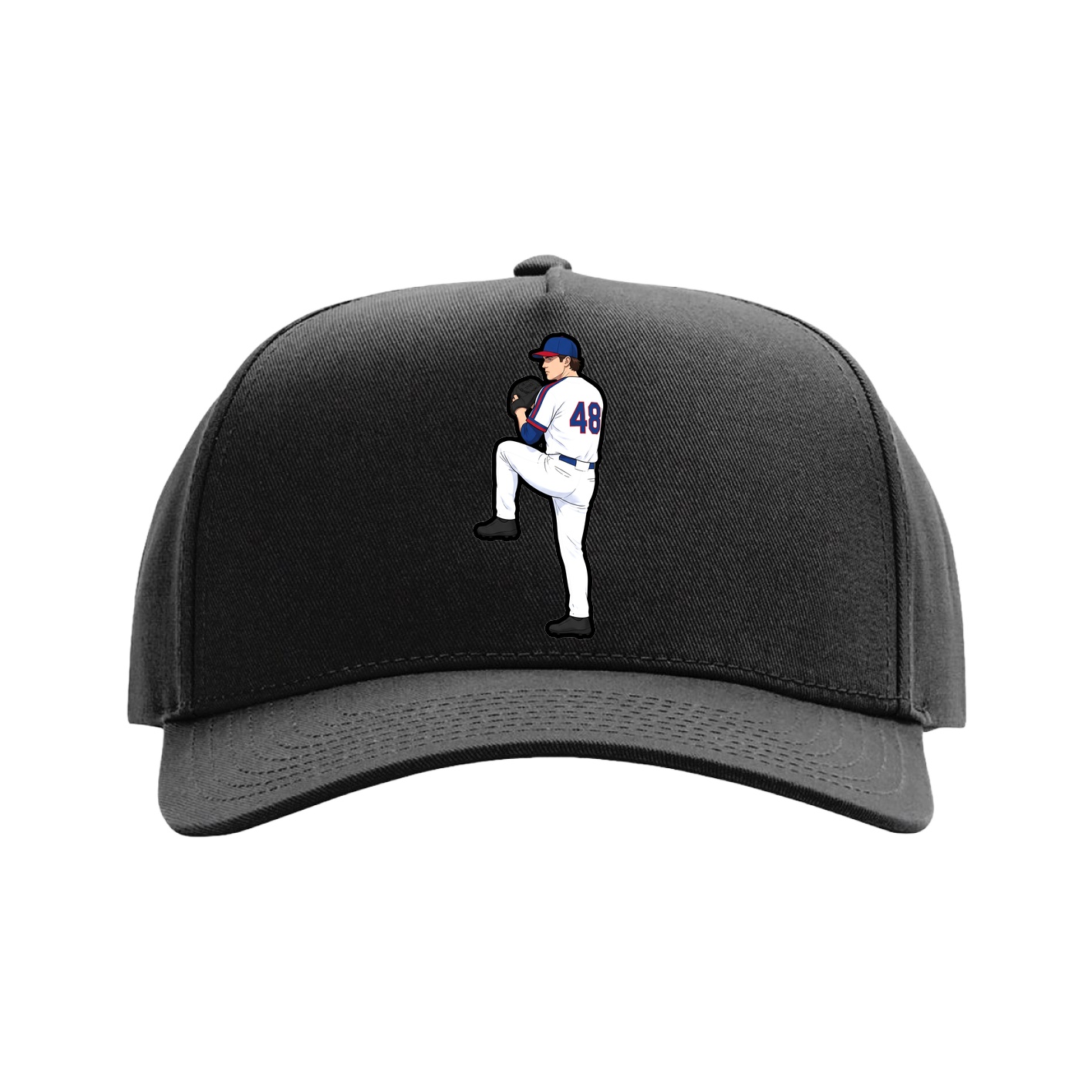 Full Fabric Five-Panel Champ Cap — Name Vertical in Black