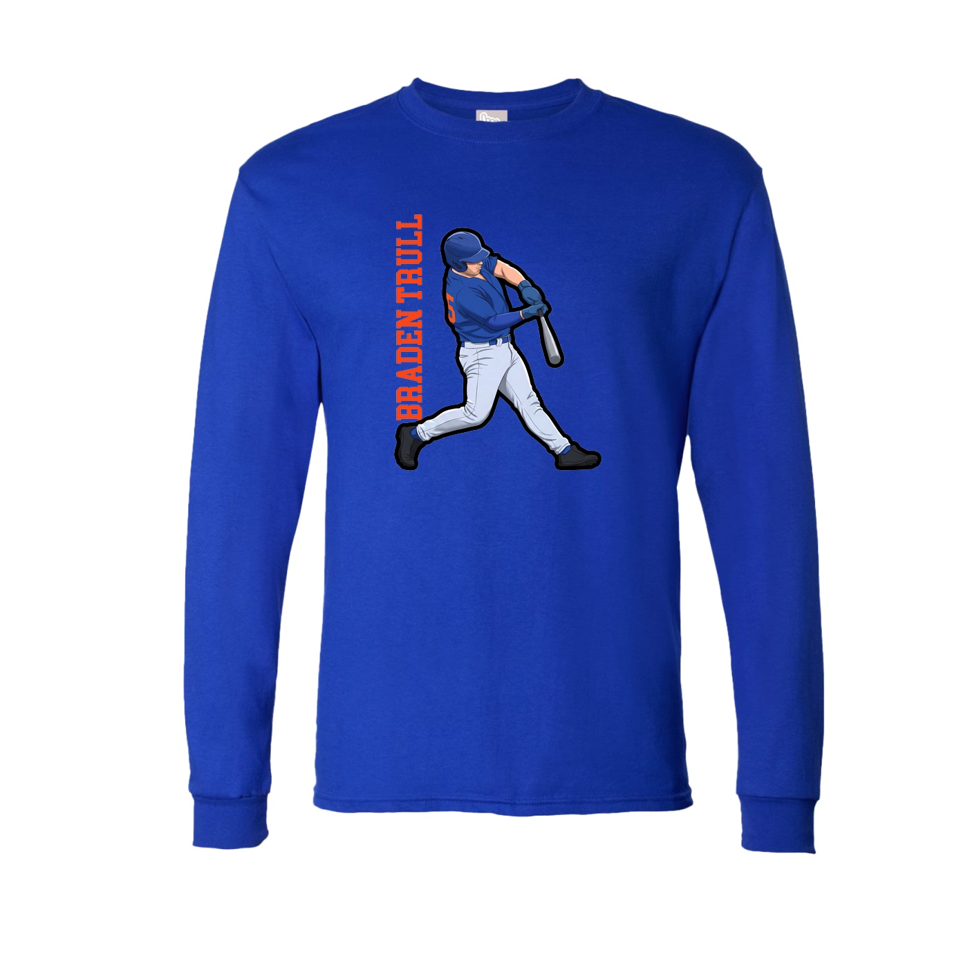 Long Sleeve Tee — Name Vertical in Royal