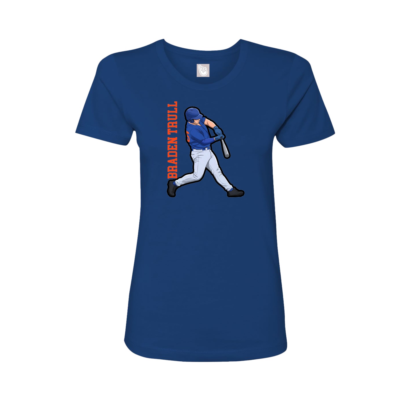 Fitted Women's Tee — Name Vertical in Royal