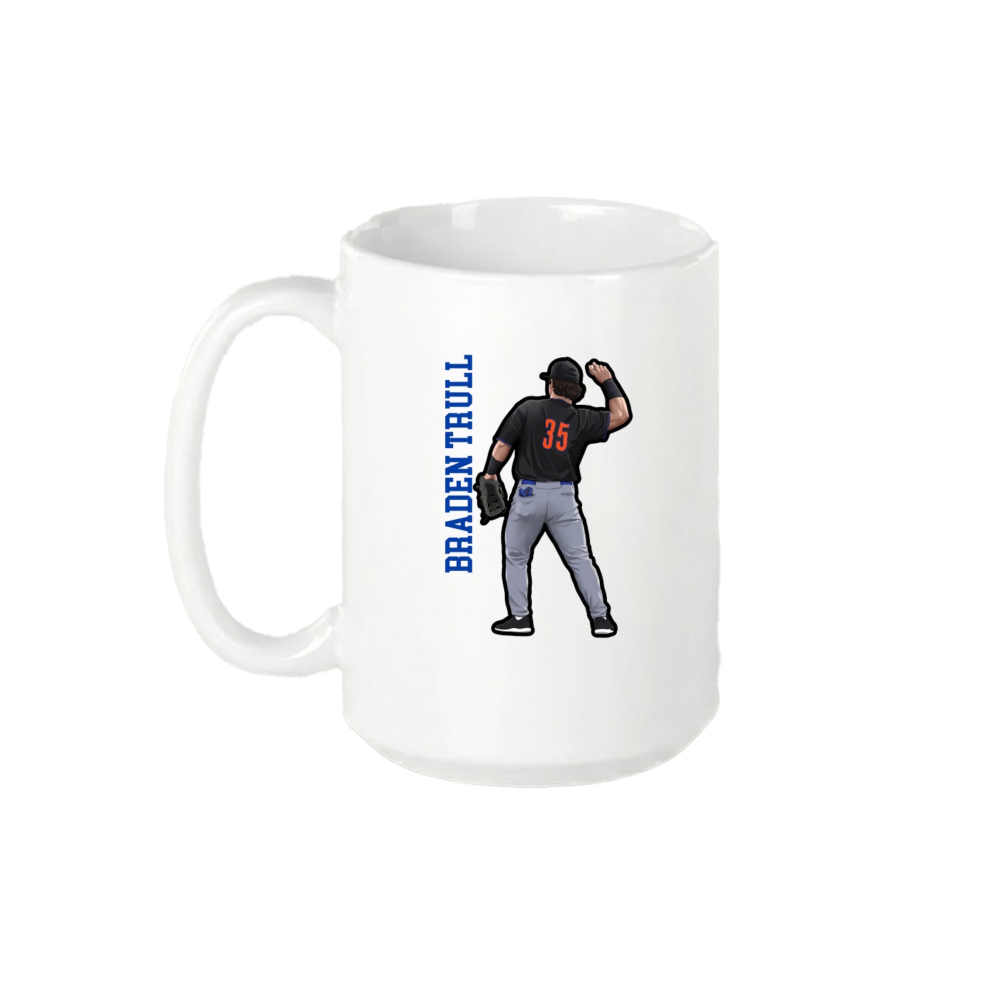 15oz Coffee Mug — Name Vertical in White