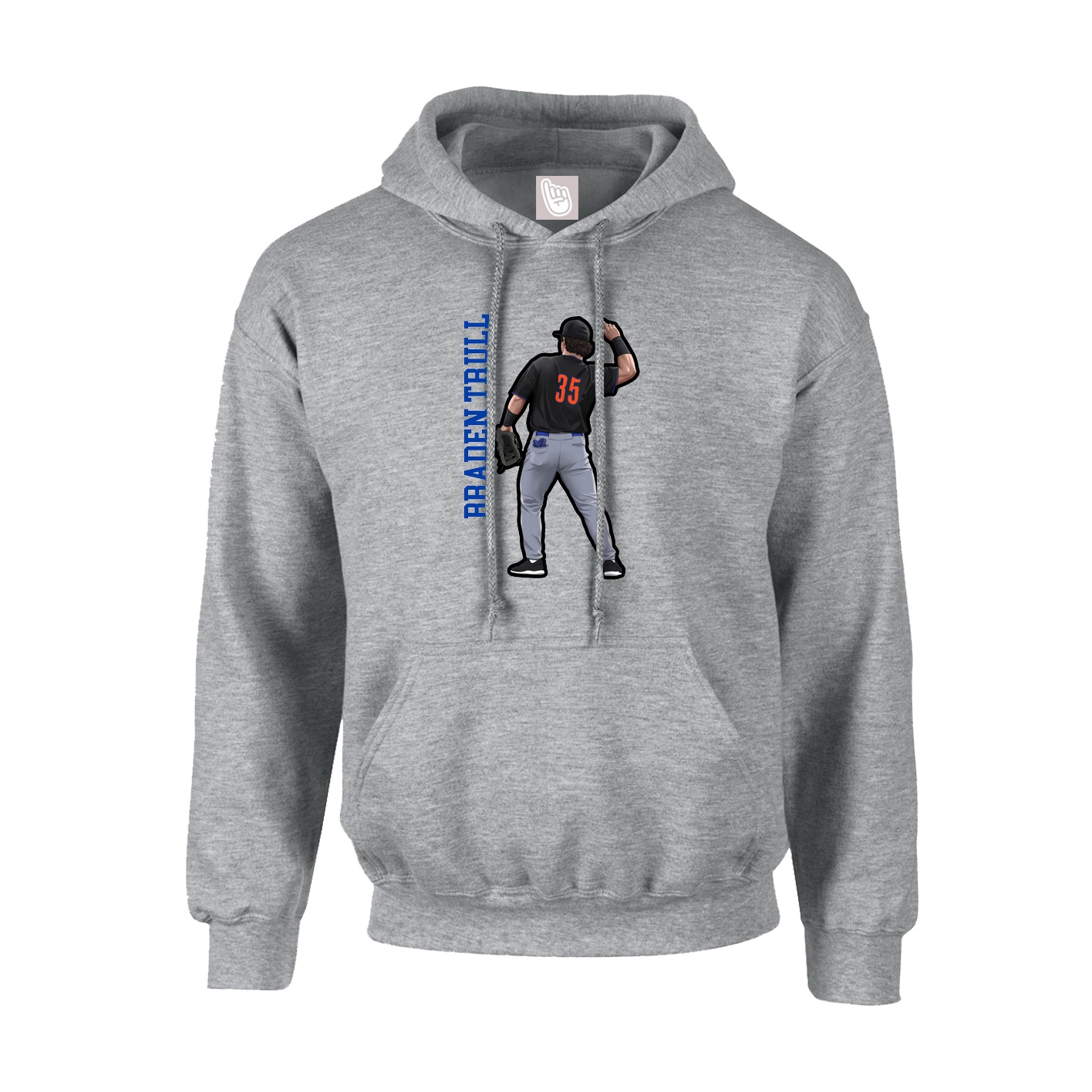 Hoodie — Name Vertical in Grey