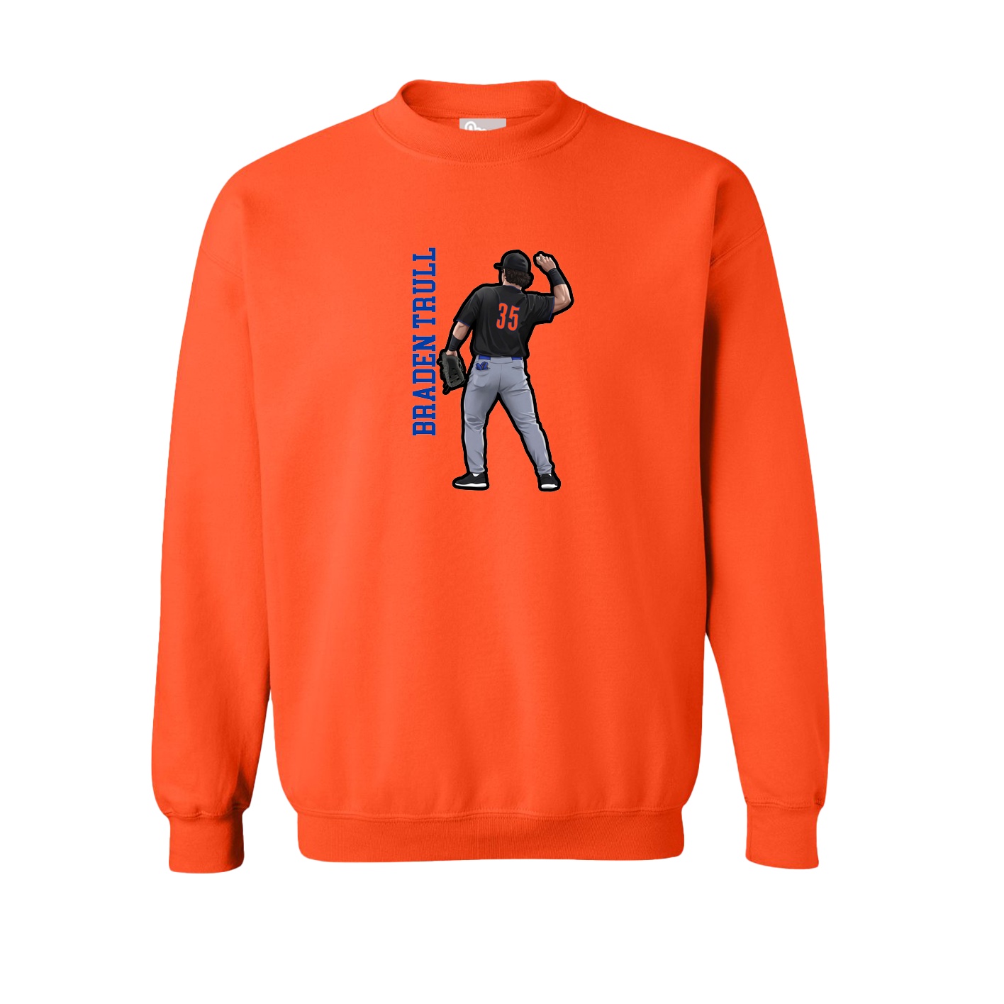 Fleece Crew — Name Vertical in Orange