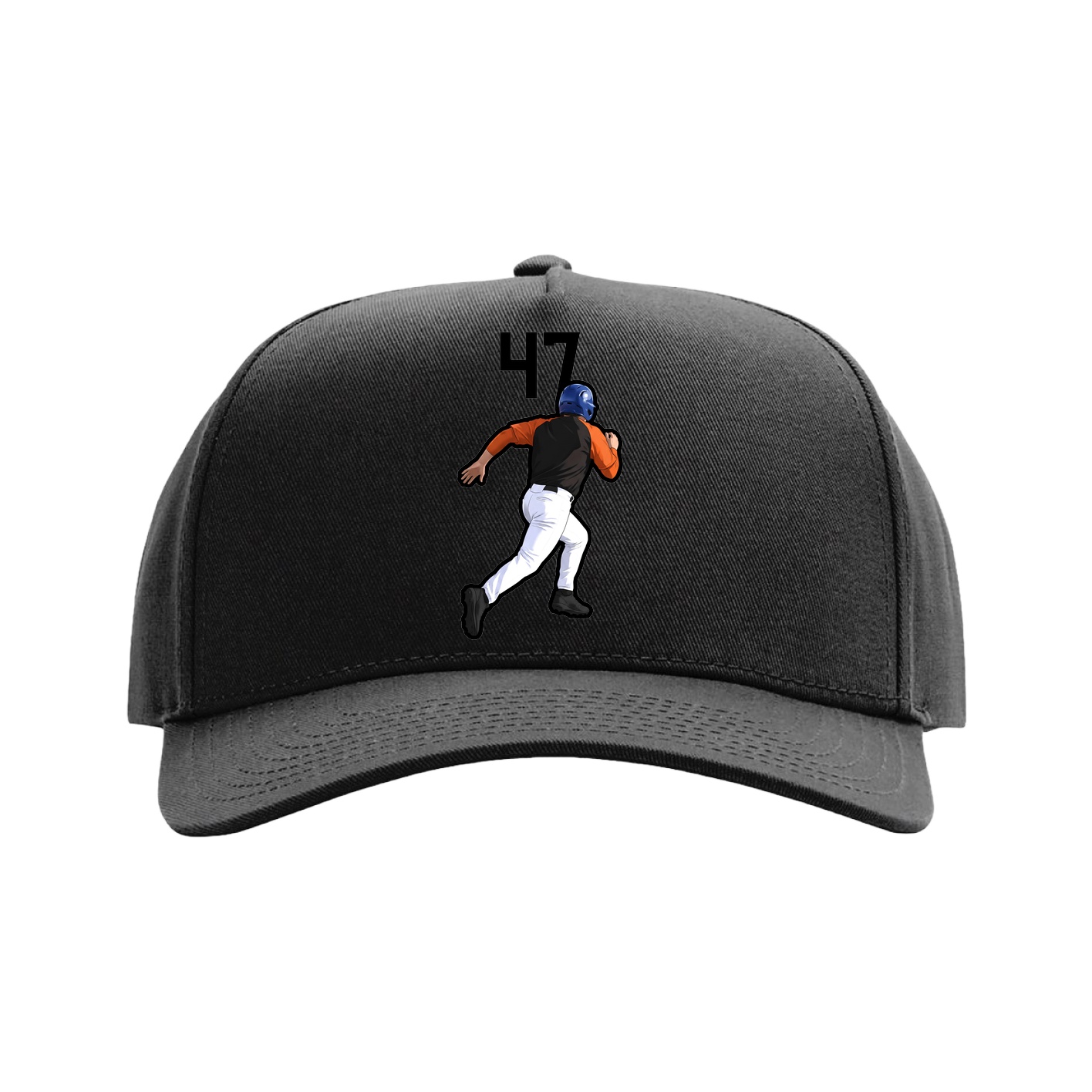 Full Fabric Five-Panel Champ Cap — Number Top in Black