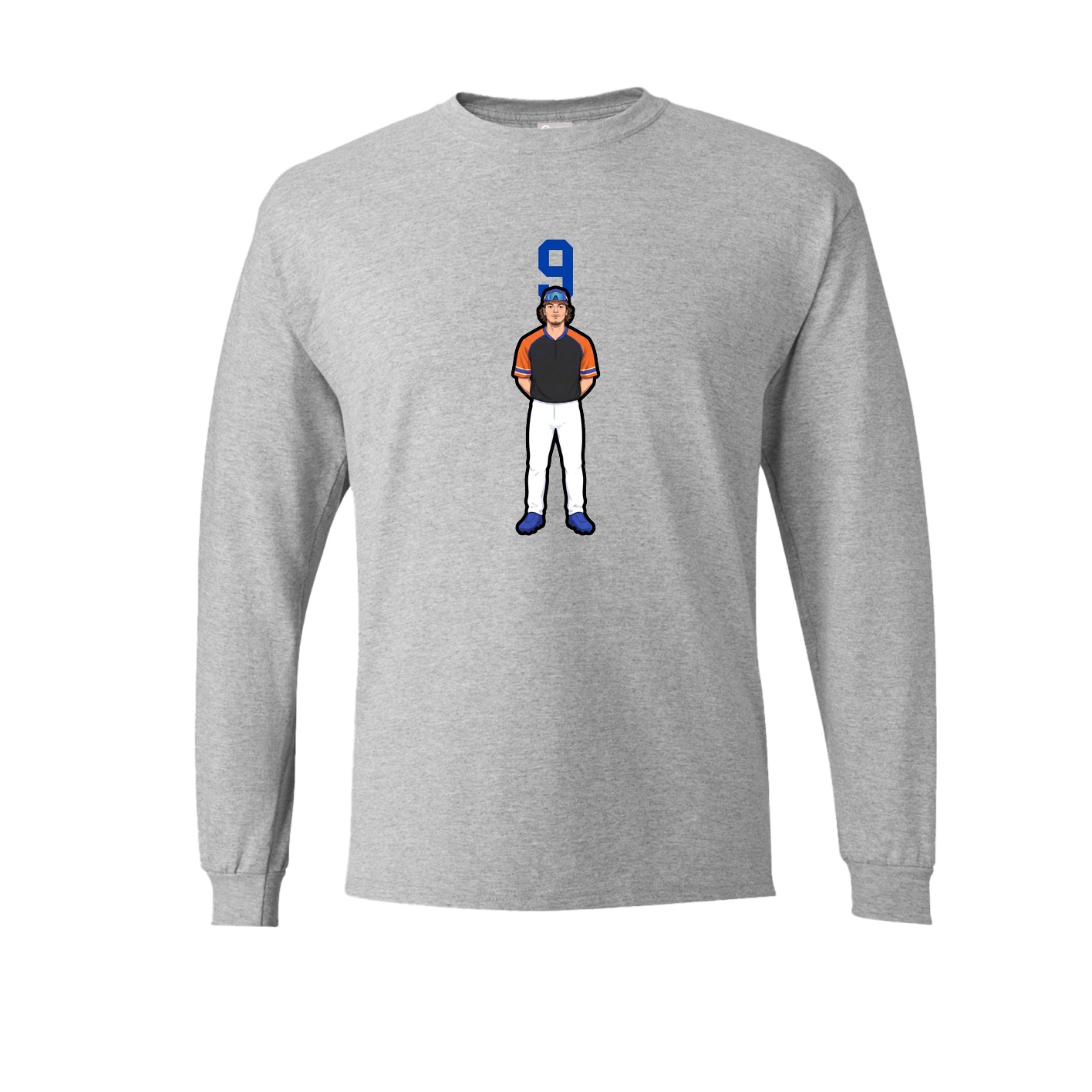 Long Sleeve Tee — Number Top in Grey
