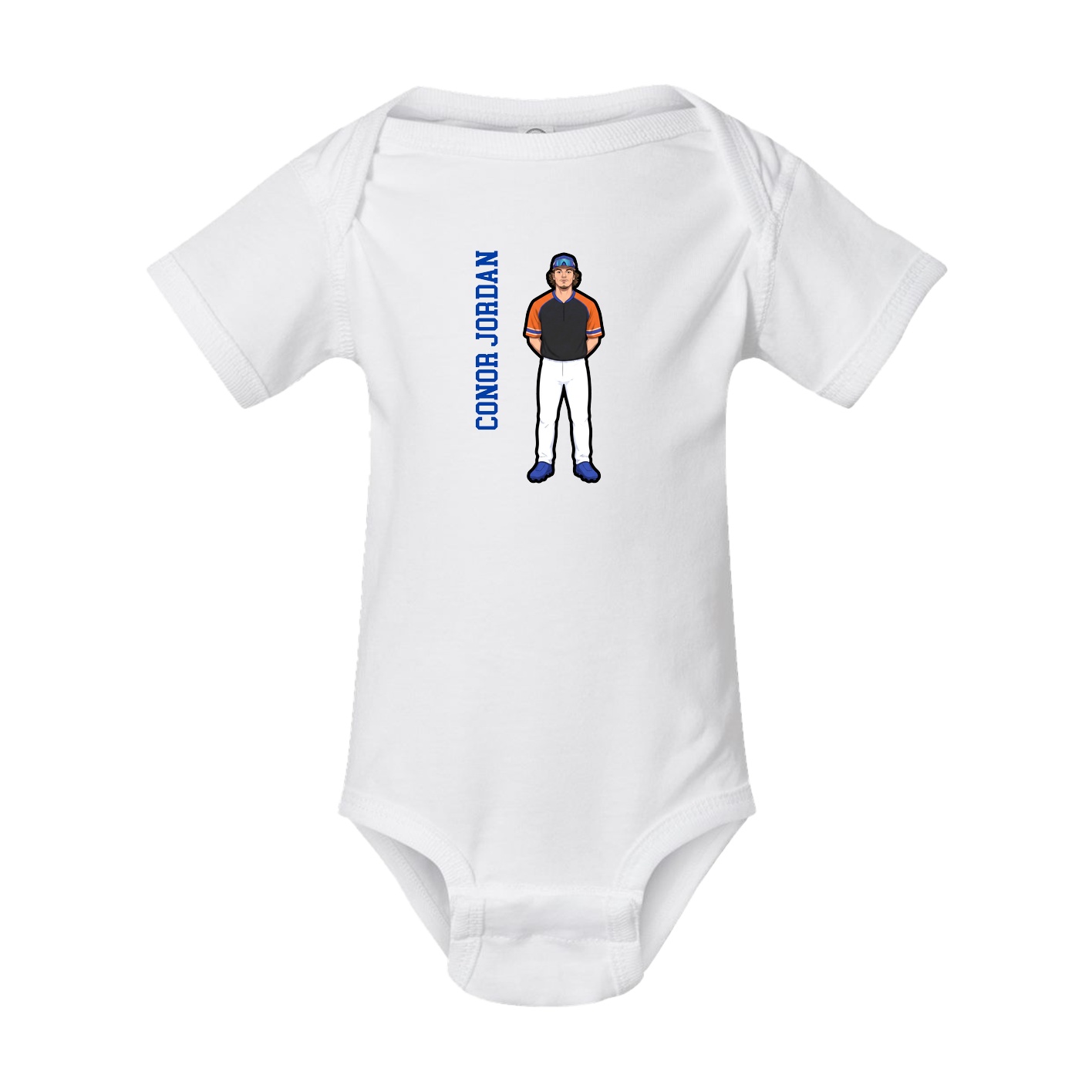 Baby Onesie — Name Vertical in White